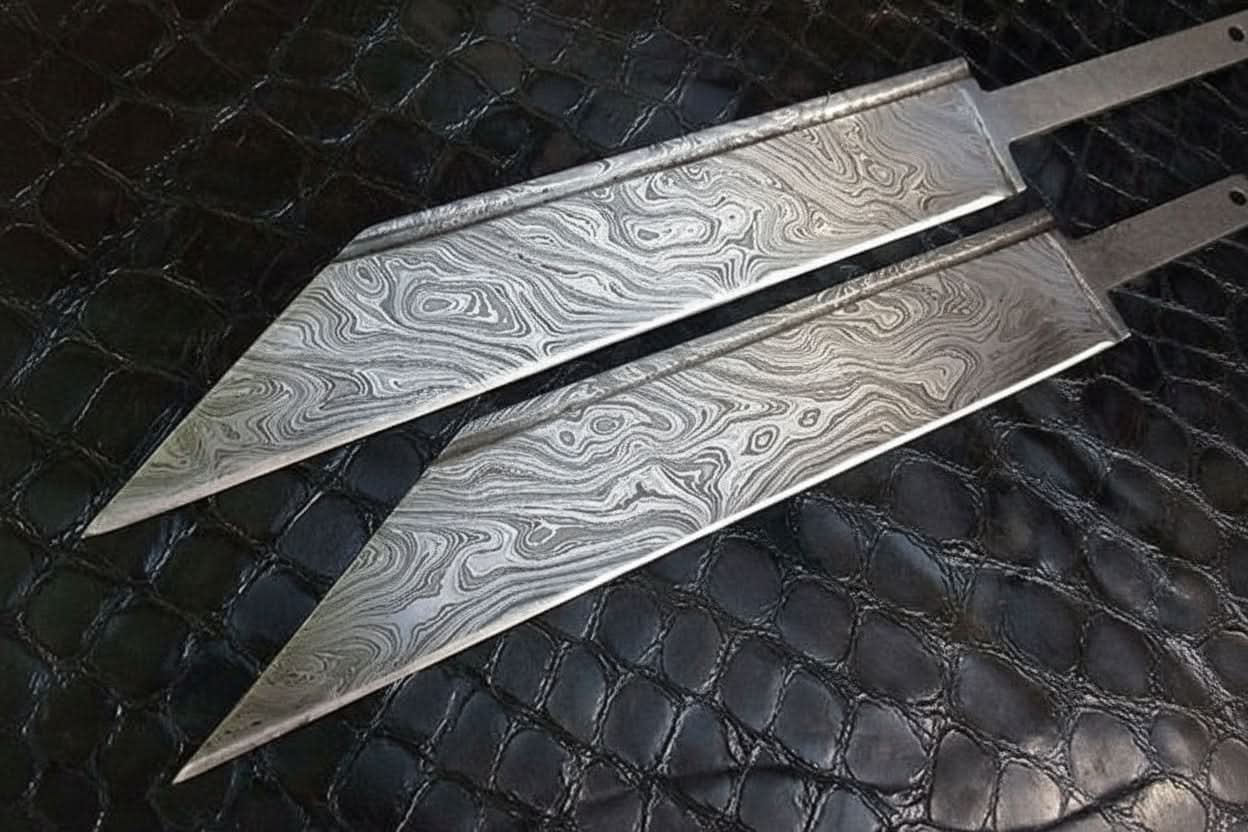 Ironclad Seax Blade Set 9" Handmade Damascus Steel Blade Blanks for Knife Making