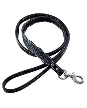 Black Genuine Leather leash 4' x 1" wide — view 2