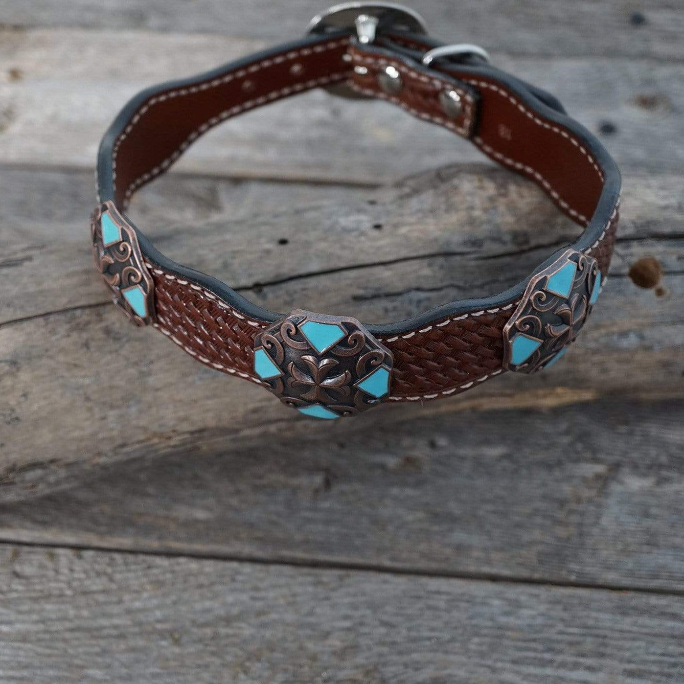 DC25 - Medium Oil Genuine Leather Dog Collar 18" to 22" W104L — view 2