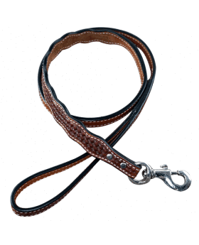Medium Oil Genuine Leather leash 4' x 1" wide — view 2