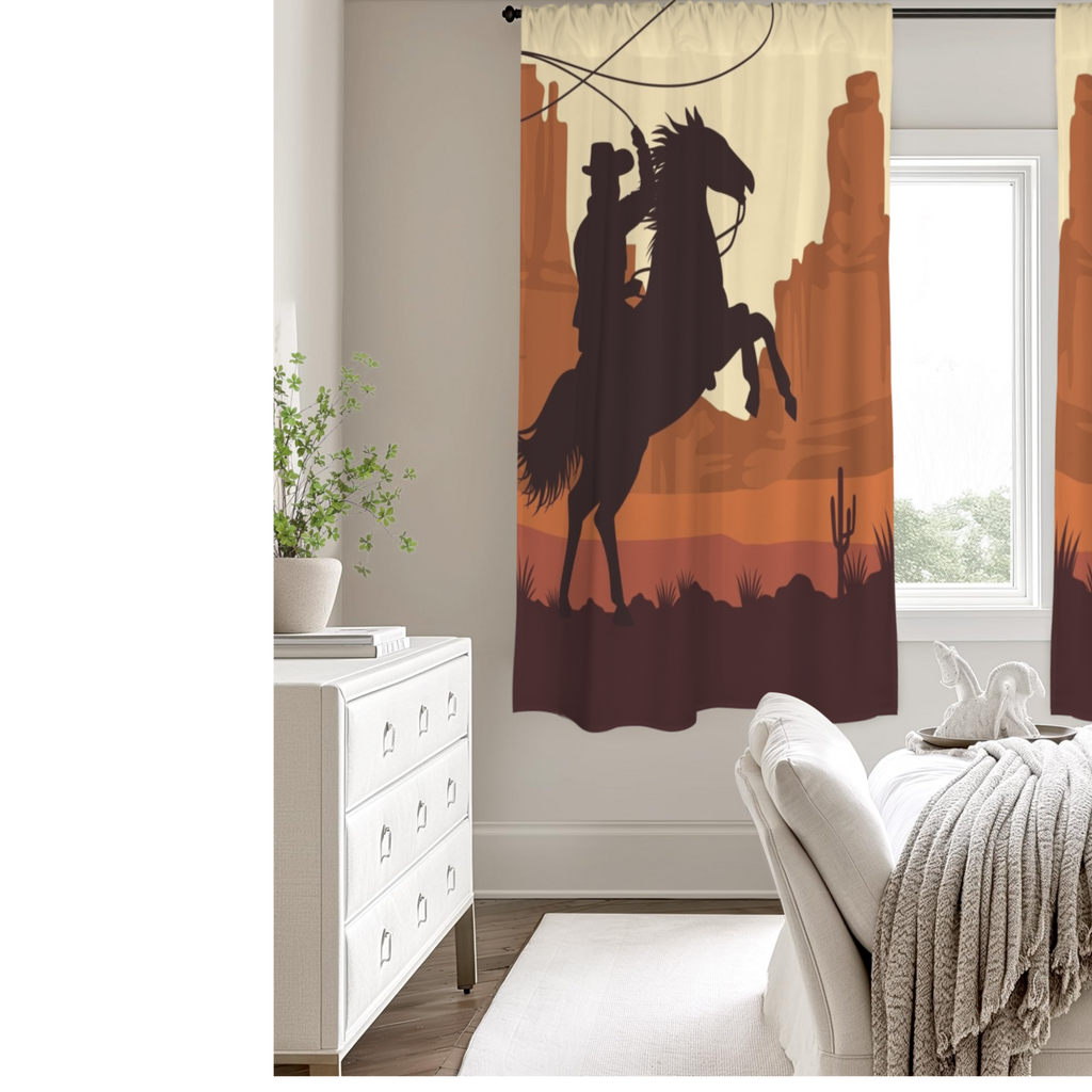 Baha Ranch Desert Cowboy Curtains 52"x63" (2-Piece) Made in America by Baha Ranch Western Wear