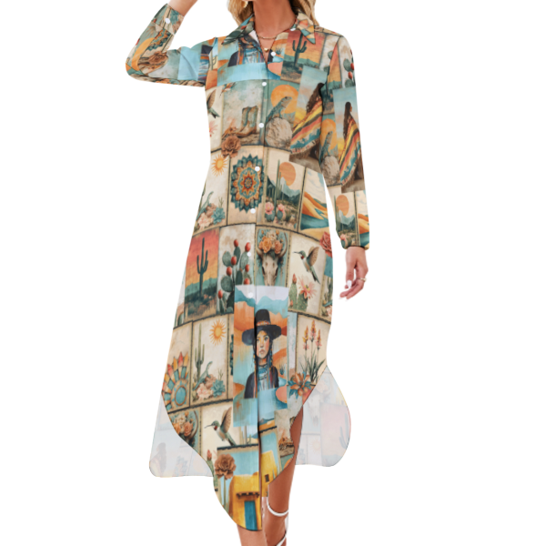 Baha Ranch Colores de Mexico Pictures of the Southwest Button-Up Long Sleeve Shirt Dress Duster by Baha Ranch Western...