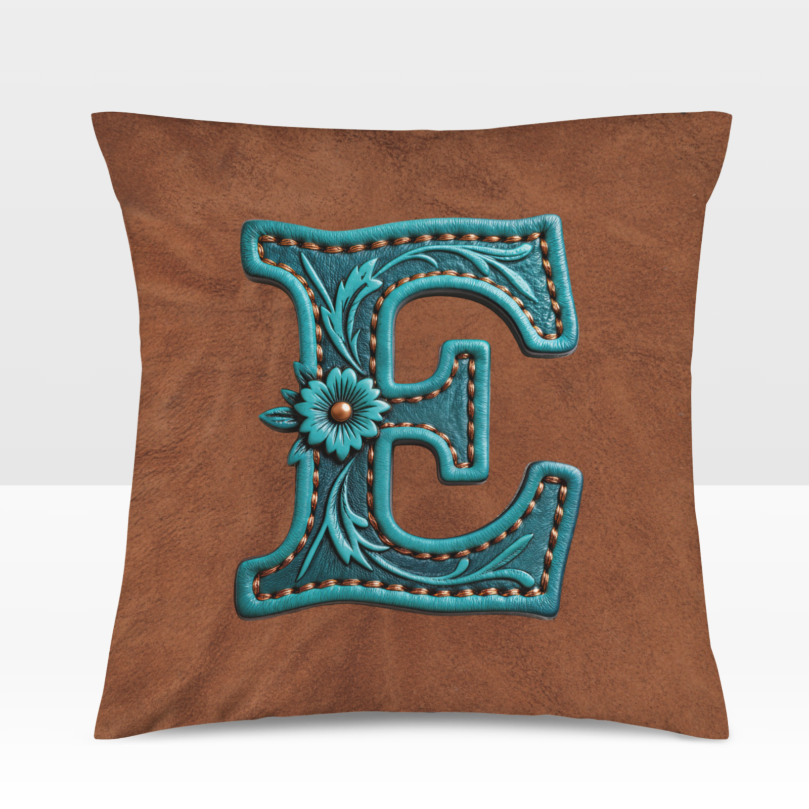 Baha Ranch Velvety Soft Western Tooled Initial Personalized Pillow Cover Made in America by Baha Ranch Western Wear -...
