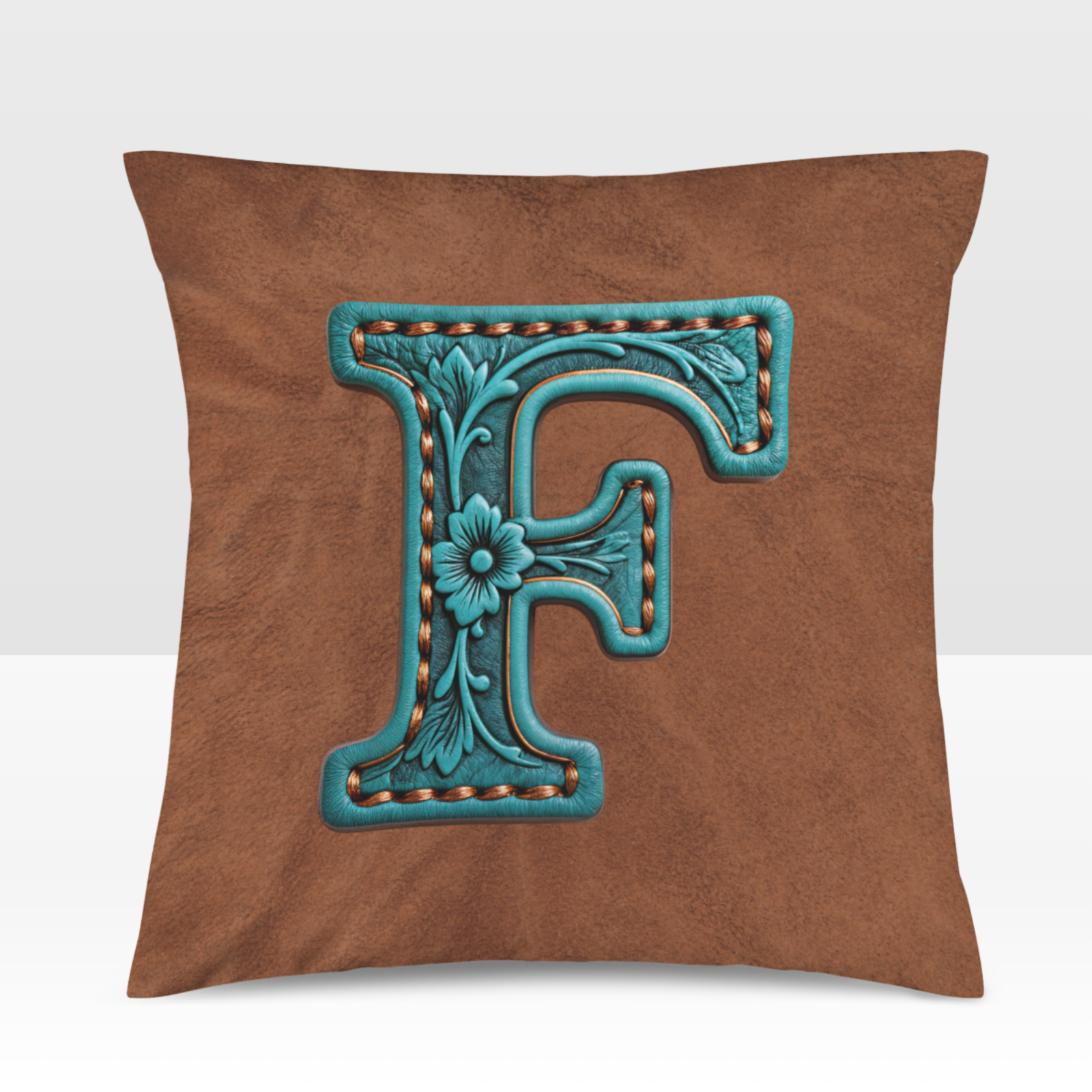 Baha Ranch Velvety Soft Western Tooled Initial Personalized Pillow Cover Made in America by Baha Ranch Western Wear -...
