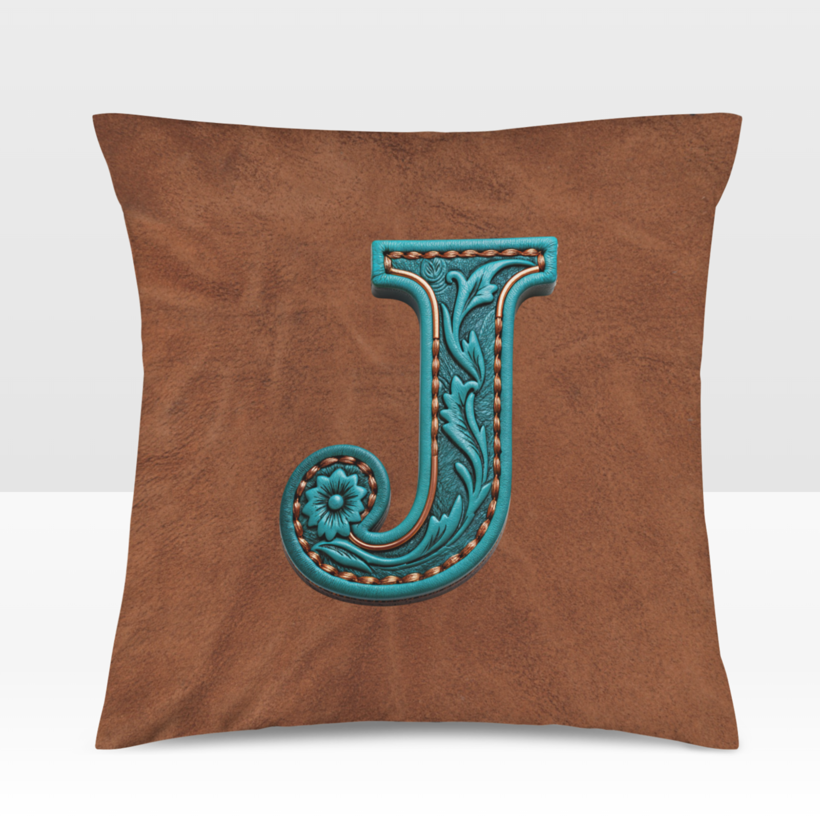 Baha Ranch Velvety Soft Western Tooled Initial Personalized Pillow Cover Made in America by Baha Ranch Western Wear -...