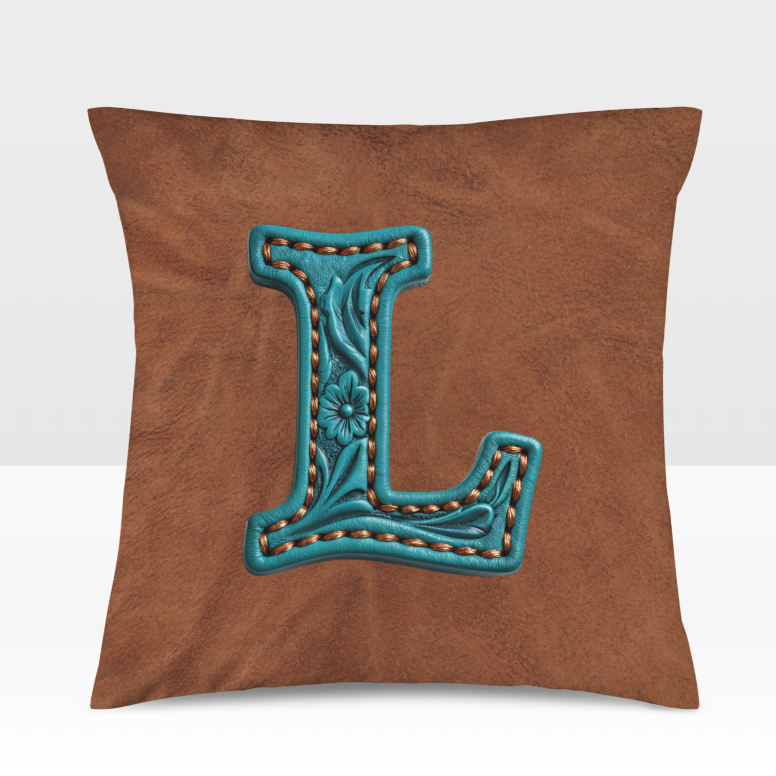 Baha Ranch Velvety Soft Western Tooled Initial Personalized Pillow Cover Made in America by Baha Ranch Western Wear -...