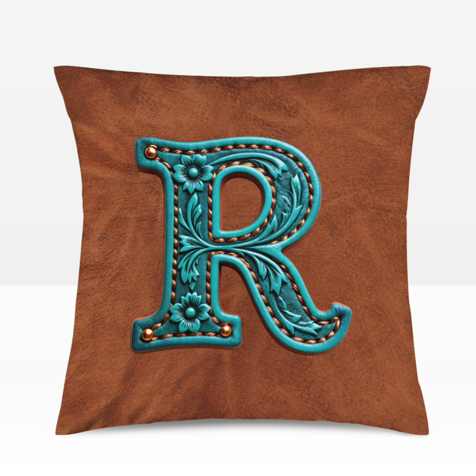 Baha Ranch Velvety Soft Western Tooled Initial Personalized Pillow Cover Made in America by Baha Ranch Western Wear -...