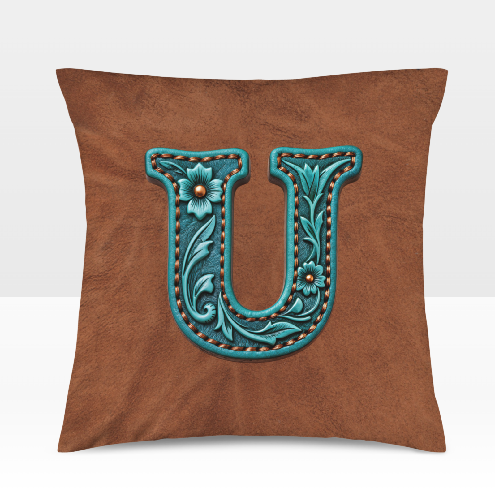 Baha Ranch Velvety Soft Western Tooled Initial Personalized Pillow Cover Made in America by Baha Ranch Western Wear -...