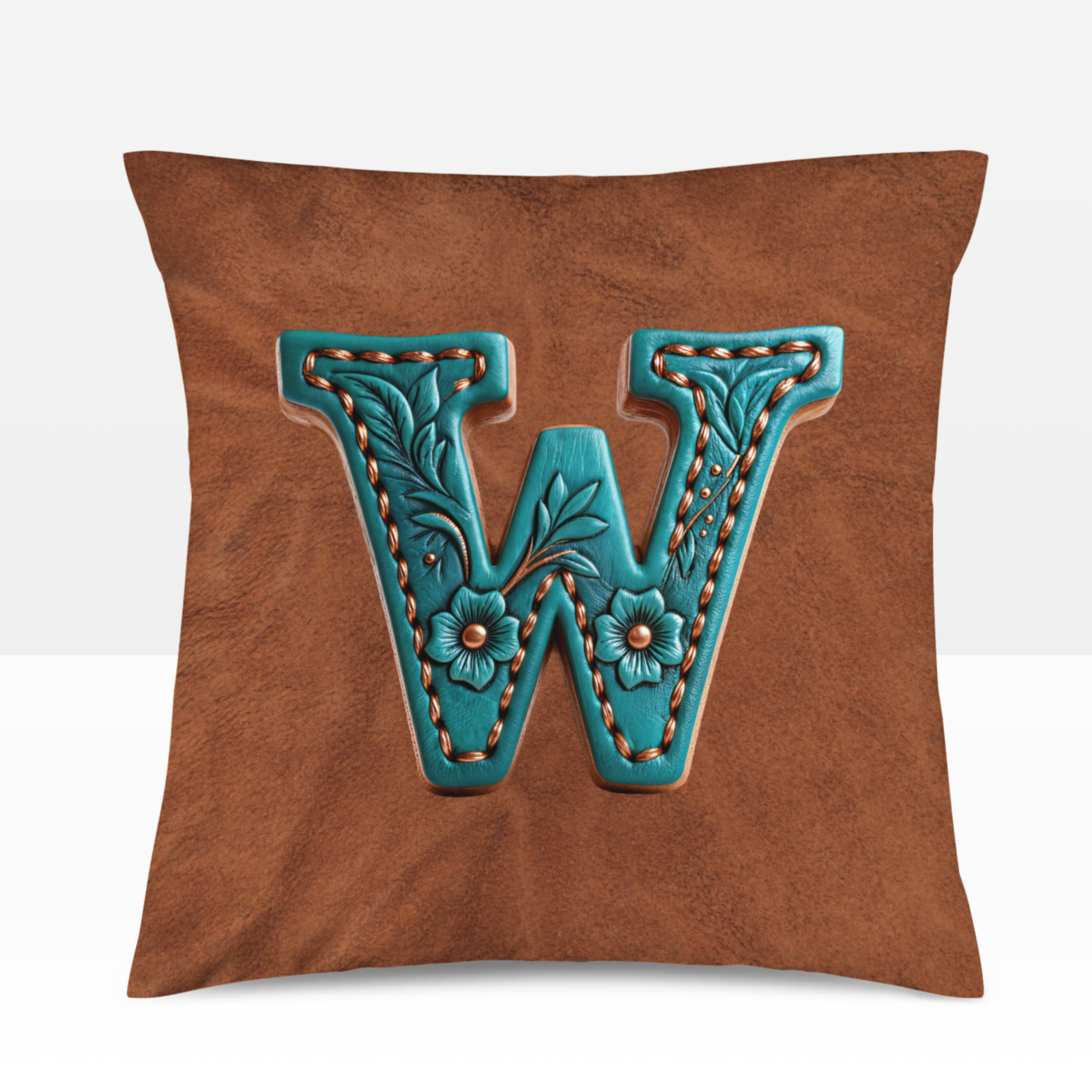 Baha Ranch Velvety Soft Western Tooled Initial Personalized Pillow Cover Made in America by Baha Ranch Western Wear -...