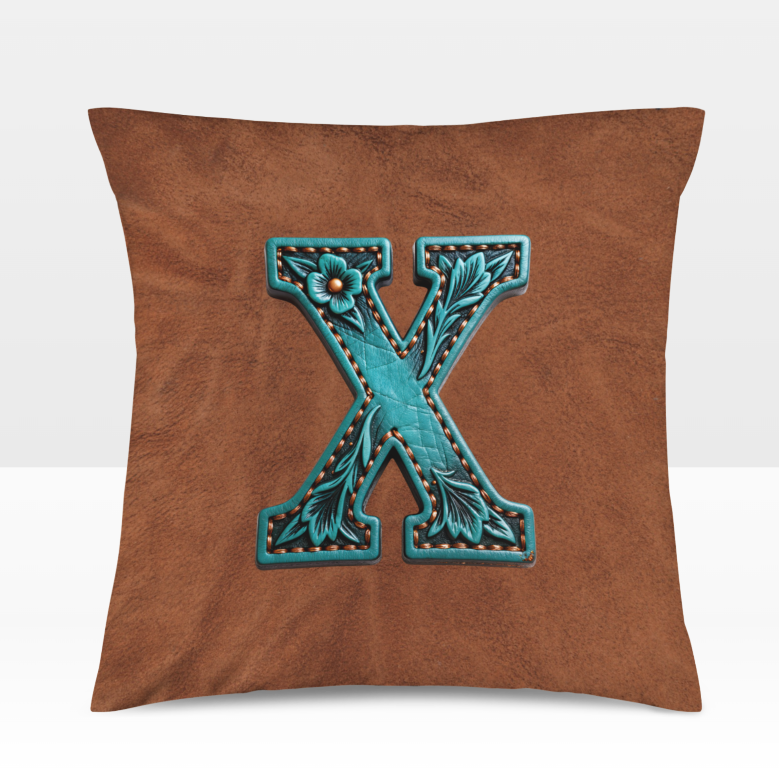 Baha Ranch Velvety Soft Western Tooled Initial Personalized Pillow Cover Made in America by Baha Ranch Western Wear -...