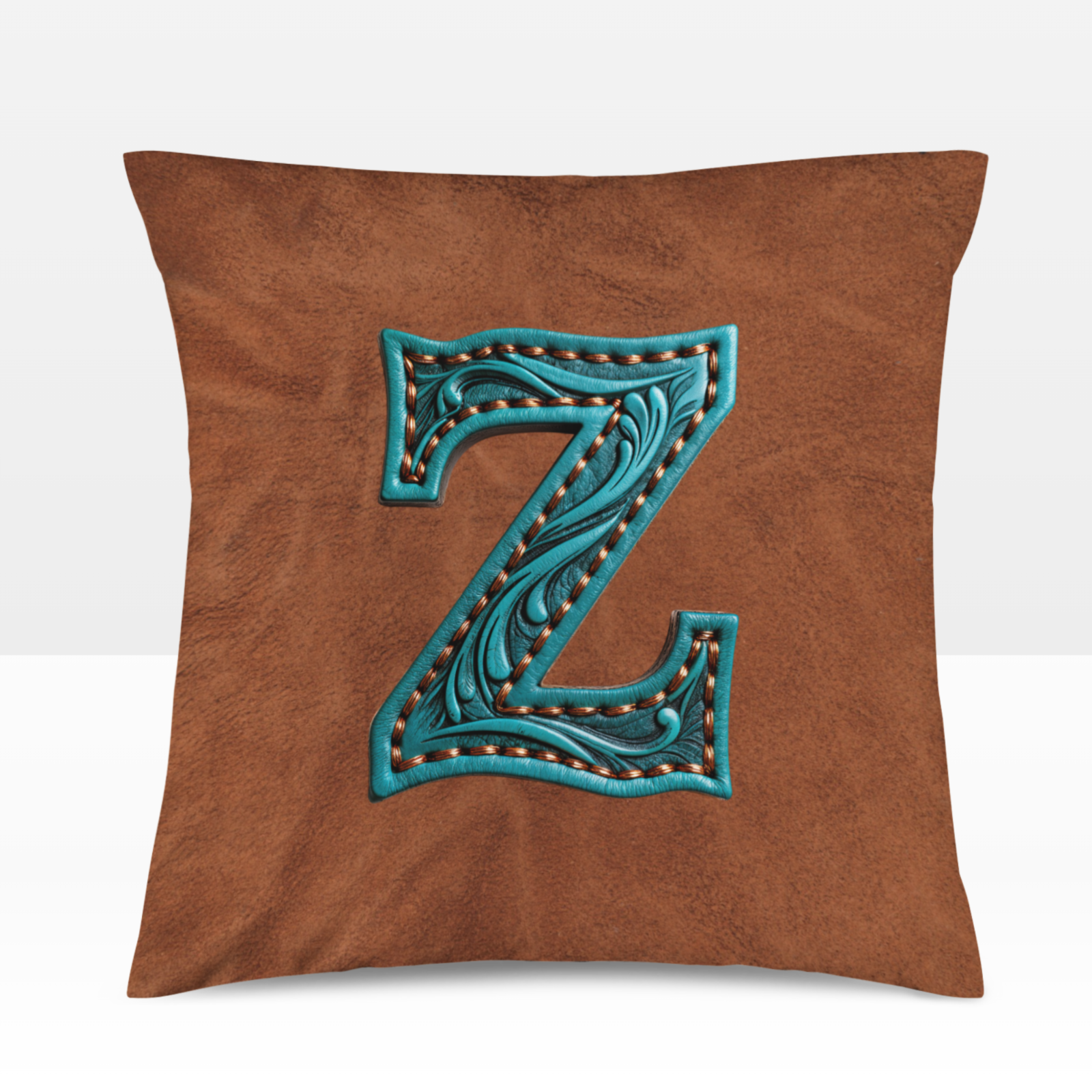 Baha Ranch Velvety Soft Western Tooled Initial Personalized Pillow Cover Made in America by Baha Ranch Western Wear -...