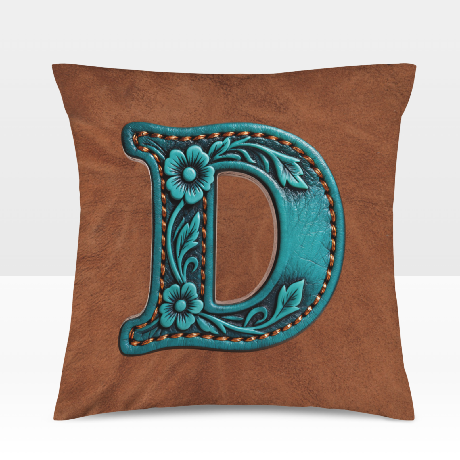 Baha Ranch Velvety Soft Western Tooled Initial Personalized Pillow Cover Made in America by Baha Ranch Western Wear -...