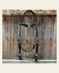 Draft Black Floral Copper Flower V-Browband #BB134D on a warm cream background