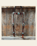 Draft Medium Oil Basketweave Turquoise Browband #BB131D on a warm cream background