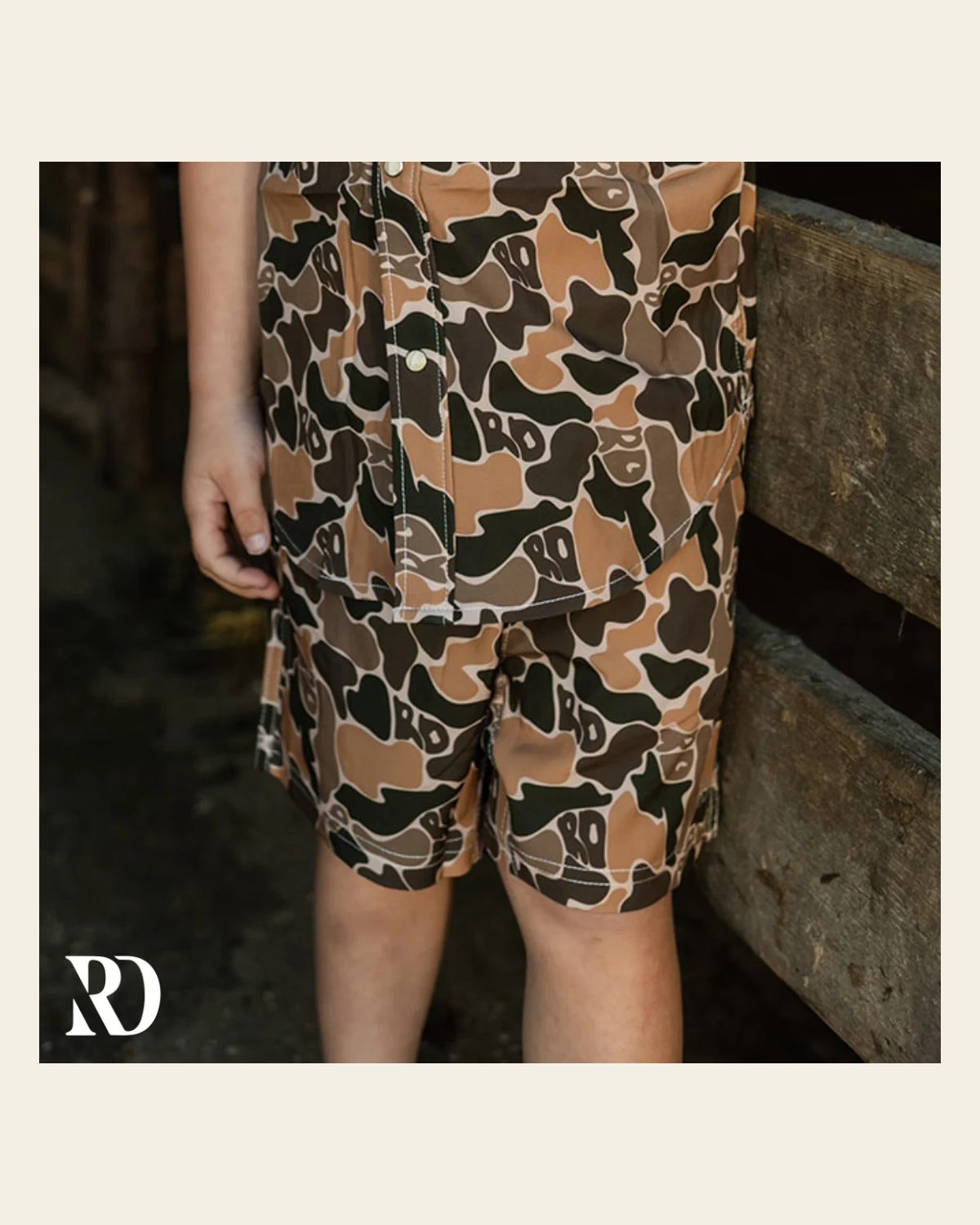 Toddler Shorts | Duck Hunt on a warm cream background