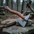 Arrowfen Bearded Spike Axe with Wood Grain Damascus Steel Head