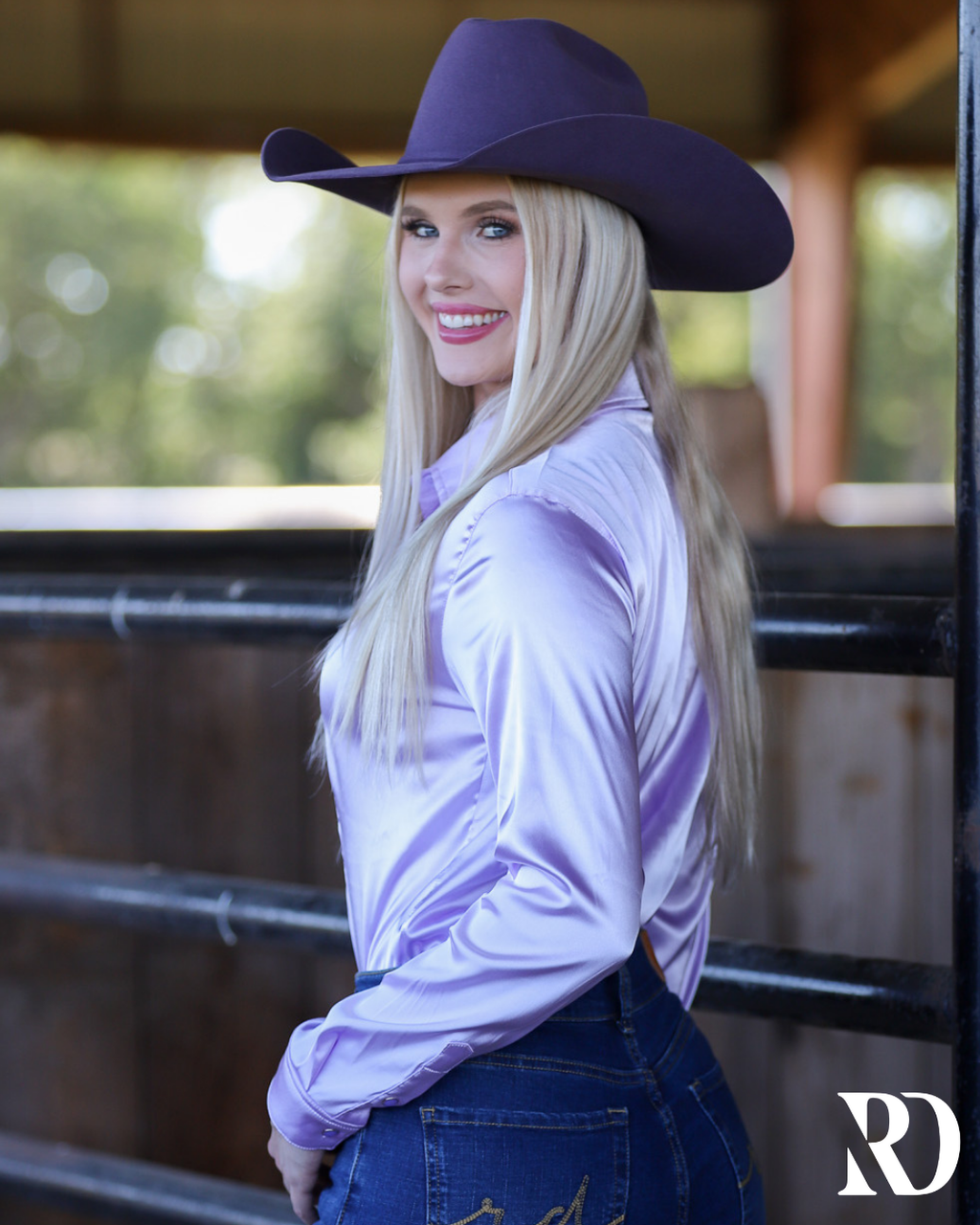Dusty Lilac Satin Performance Rodeo Shirt — view 2