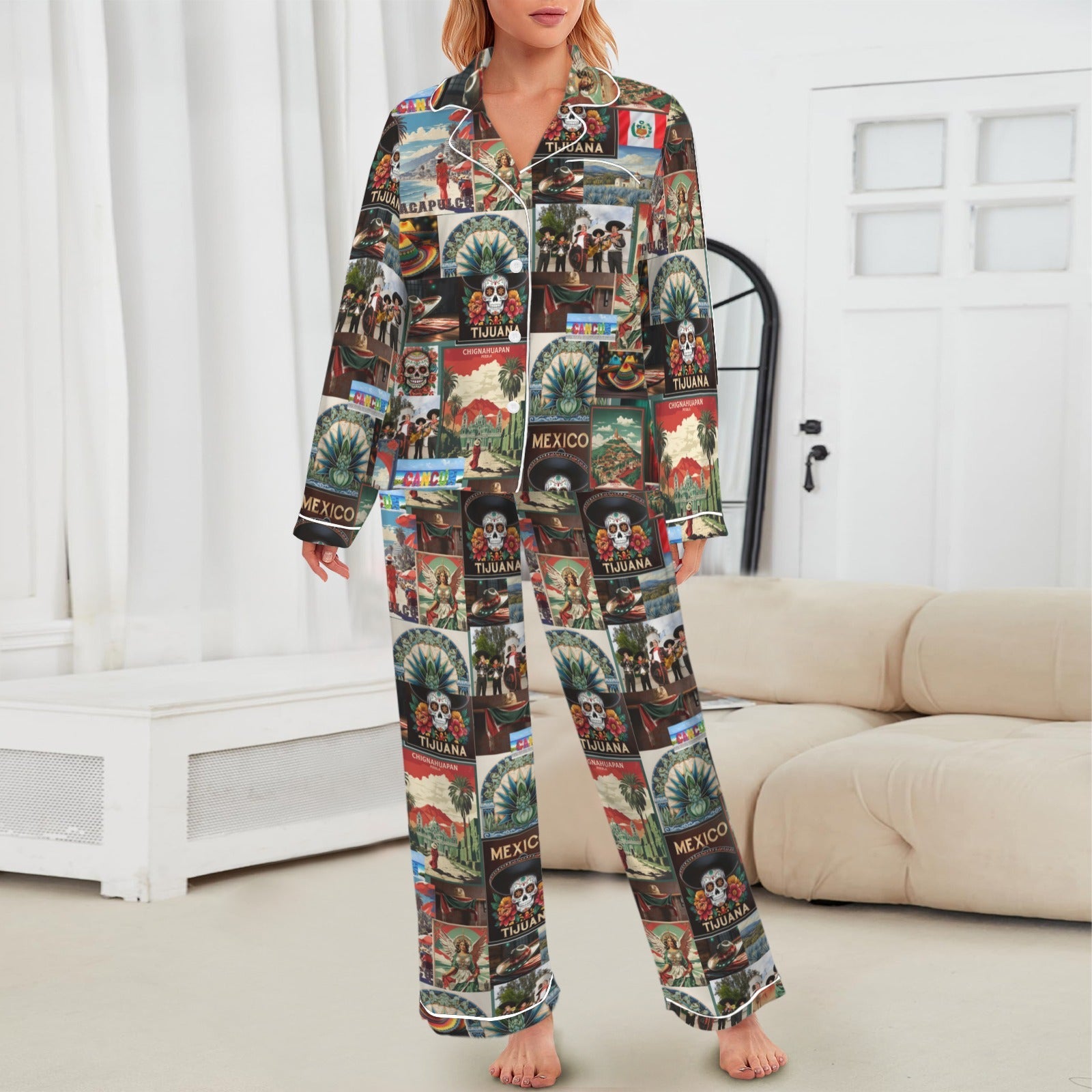 Baha Ranch Colores De Mexico Destination Mexico Satin Pajamas by Baha Ranch Western Wear