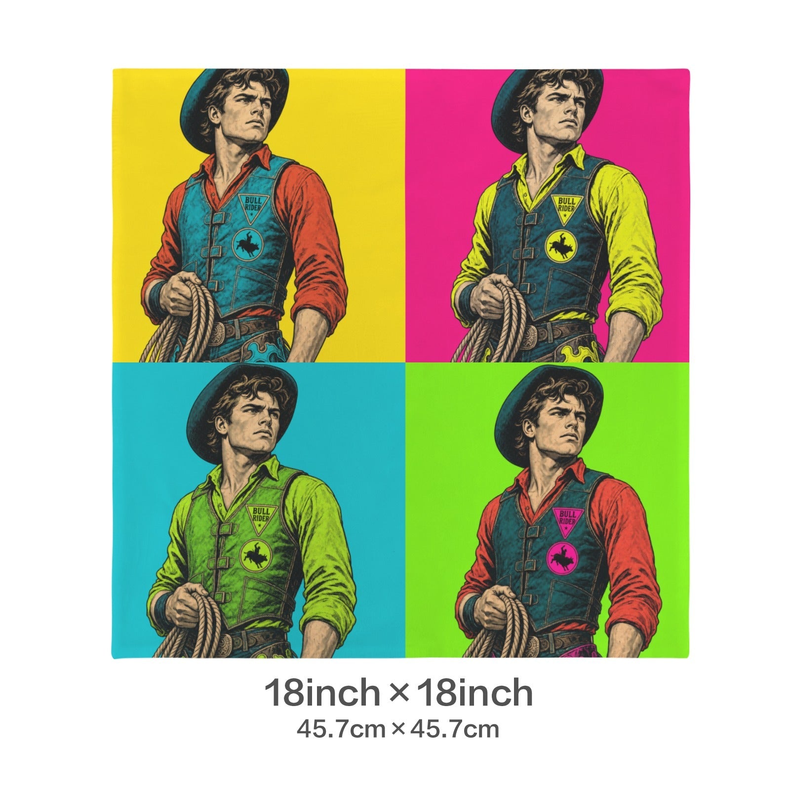 Baha Ranch The Last Roundup Bull Rider Collage Velvety Soft Pillow Cover Made in America by Baha Ranch Western Wear -...