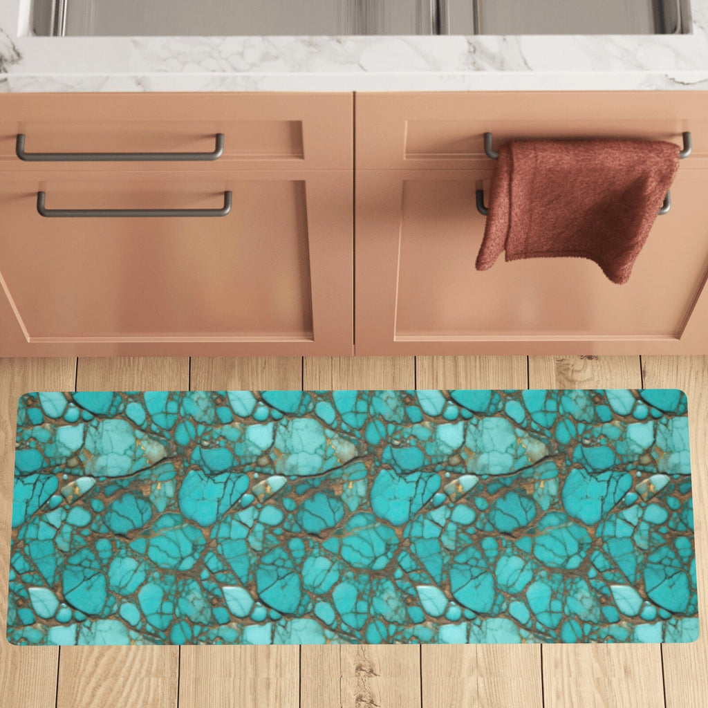 Turquoise Long Kitchen Mat 48"x17" Made in America by Baha Ranch Western Wear