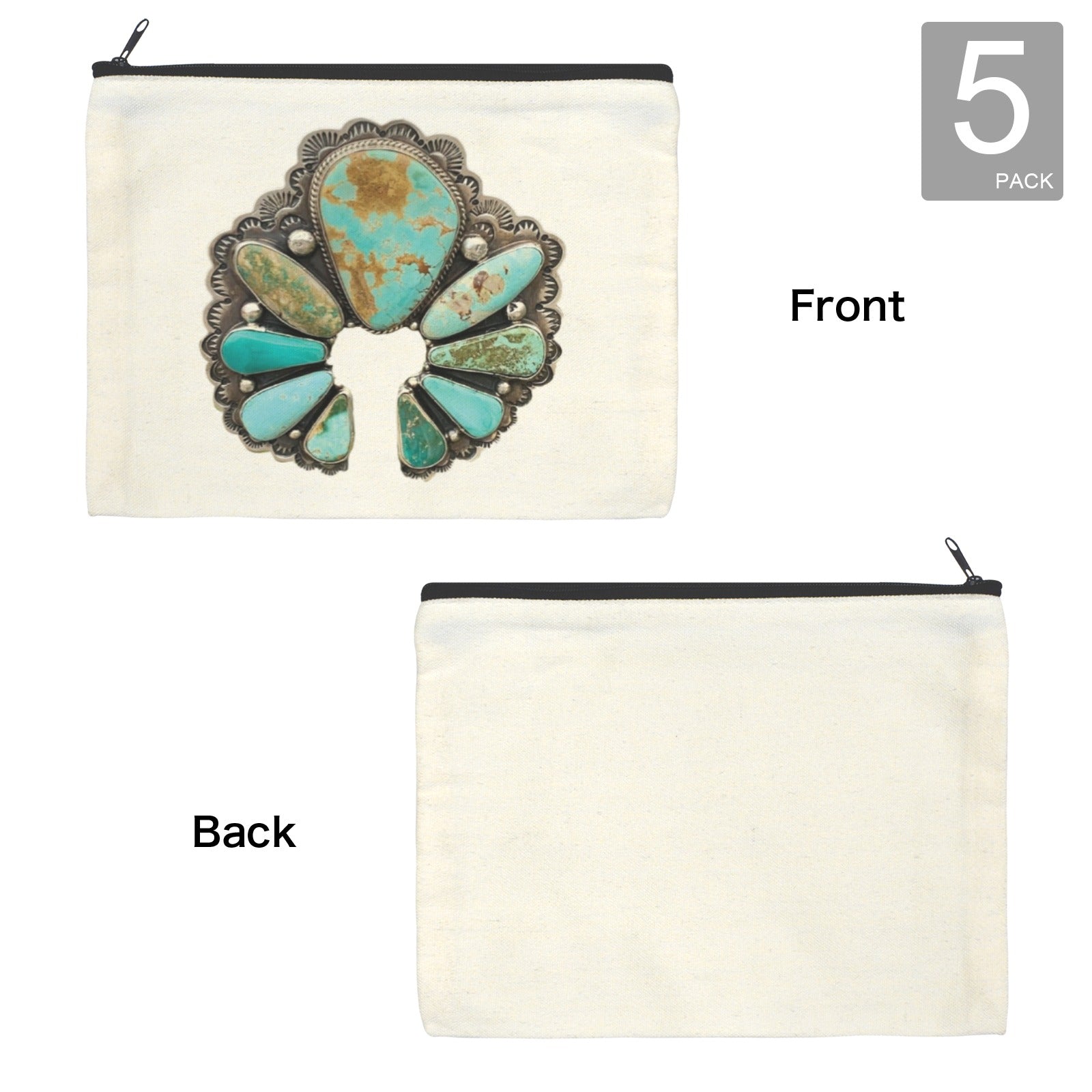 Baha Ranch Turquoise Naja Cosmetic Bag Pack of 5 Made in America by Baha Ranch Western Wear - product image 4