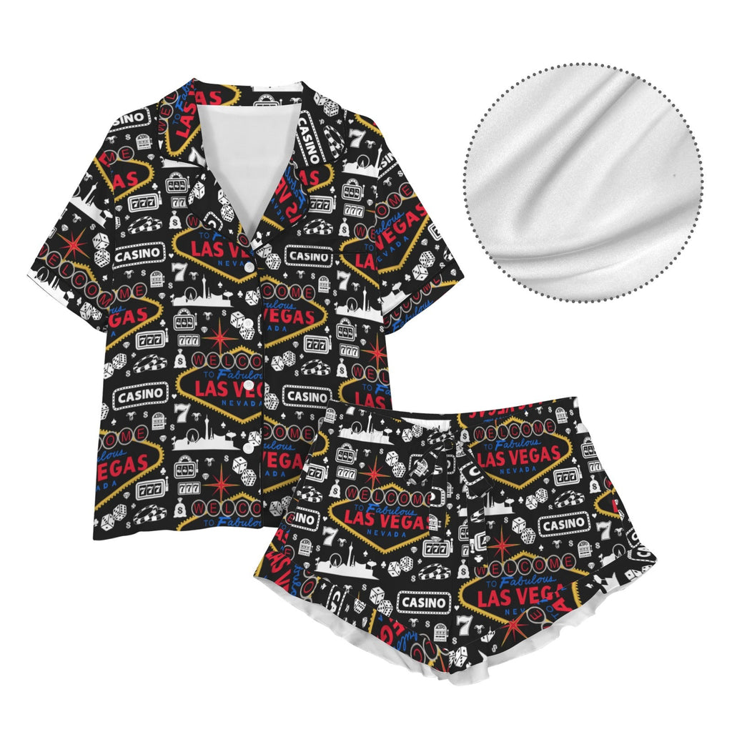 Baha Ranch Viva Las Vegas Western Satin Ruffle Pajama Set by Baha Ranch Western Wear - product image 4
