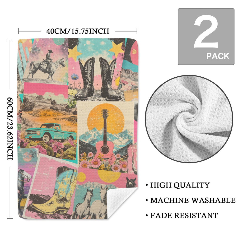 Baha Ranch Retro Pop Western set of 2 Kitchen Dish Towels Made in America by Baha Ranch Western Wear - product image 2