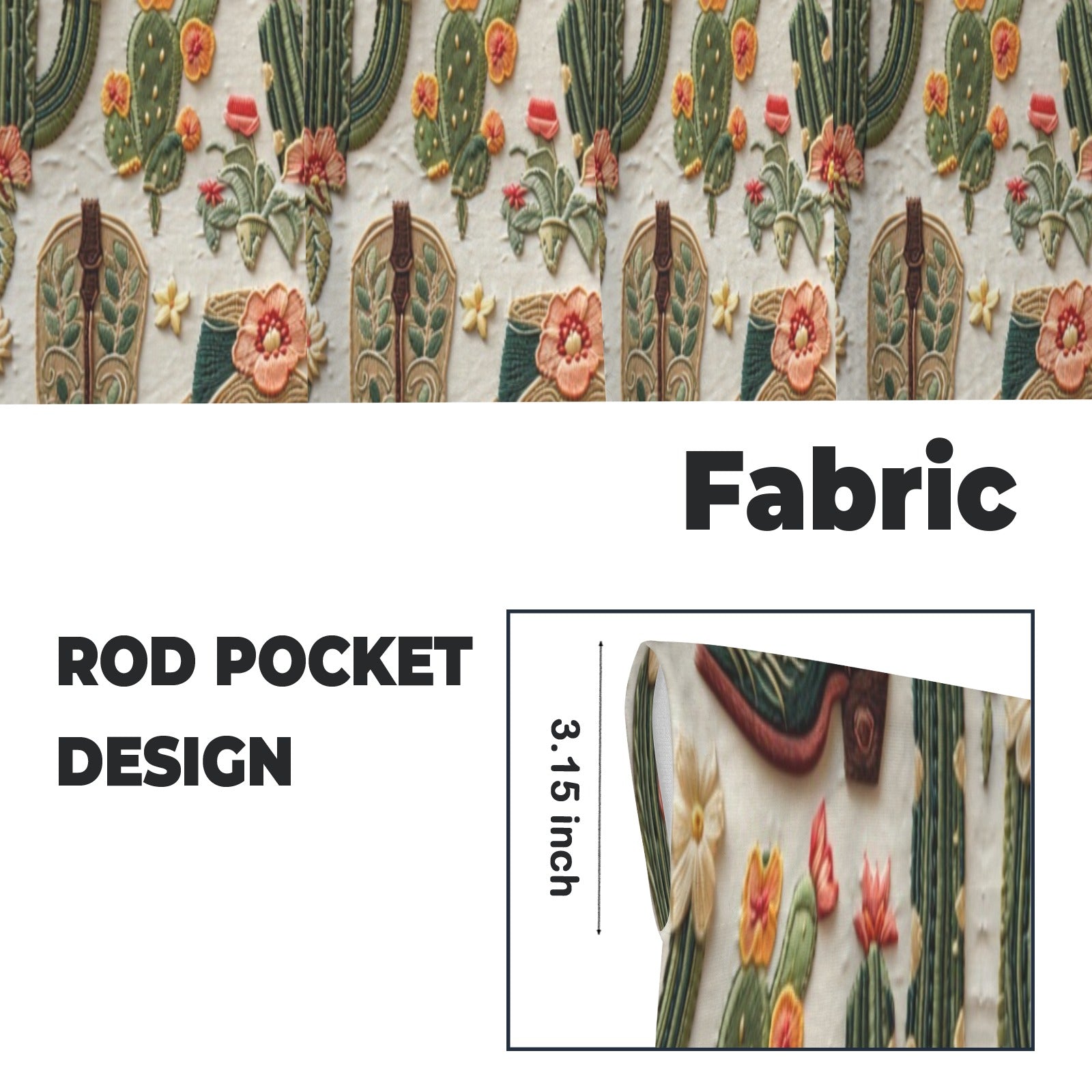 Baha Ranch Cactus and Boots Curtains 28"x40" (2-Piece) Made in America by Baha Ranch Western Wear - product image 5