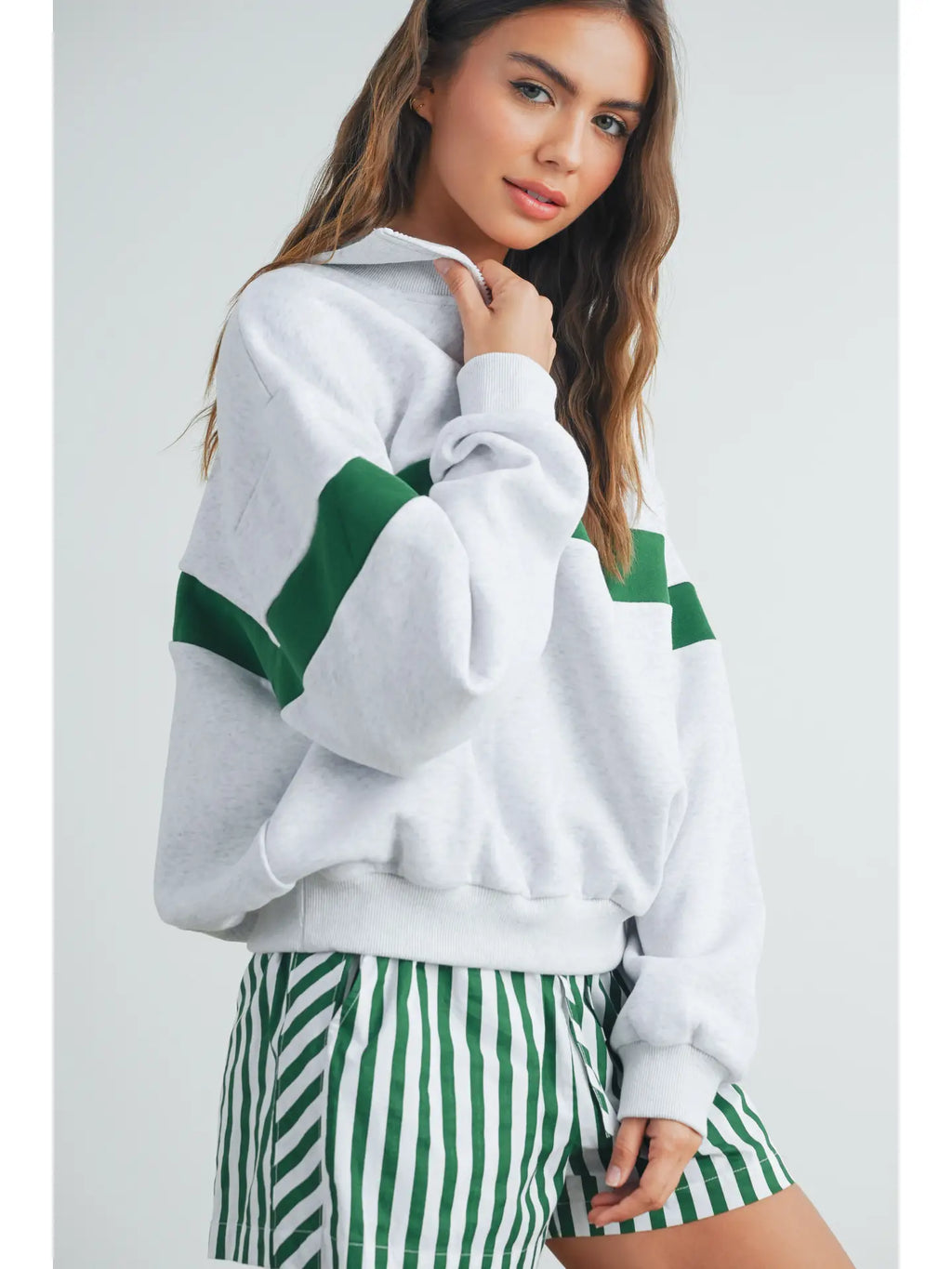 Tate Two Toned Half Zip | Pullover — view 4