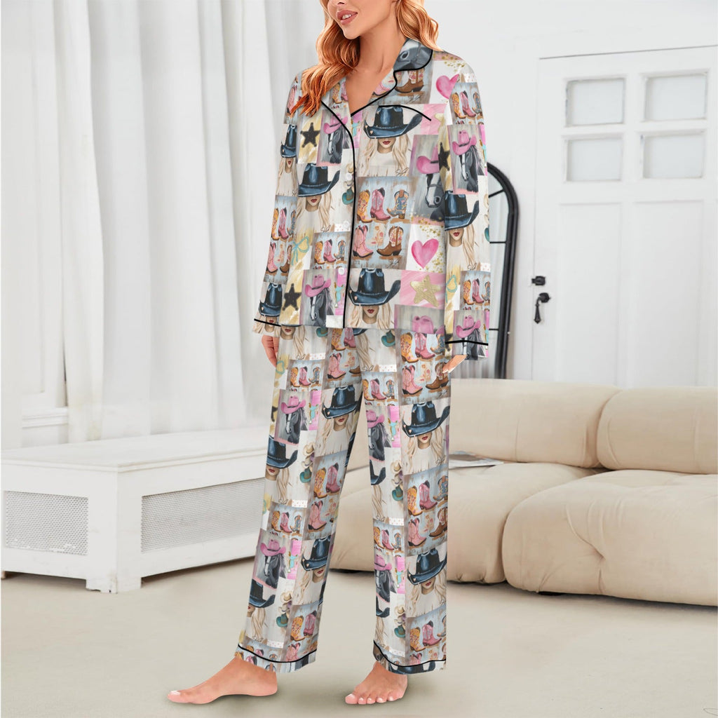 Baha Ranch Danilo Painted Cowgirl Western Satin Long Pajama Set by Baha Ranch Western Wear - product image 2