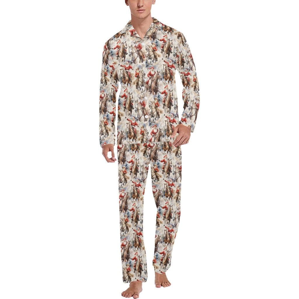 Baha Ranch Western Cowboy Santa Christmas Men's Pajamas by Baha Ranch Western Wear