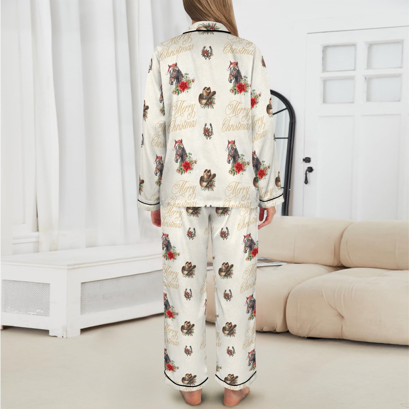 Baha Ranch Christmas Horses Satin Western Pajamas by Baha Ranch Western Wear - product image 3