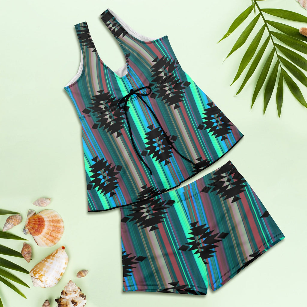 Baha Ranch Teal Aztec Tankini Boy Shorts Swim Set by Baha Ranch Western Wear - product image 4
