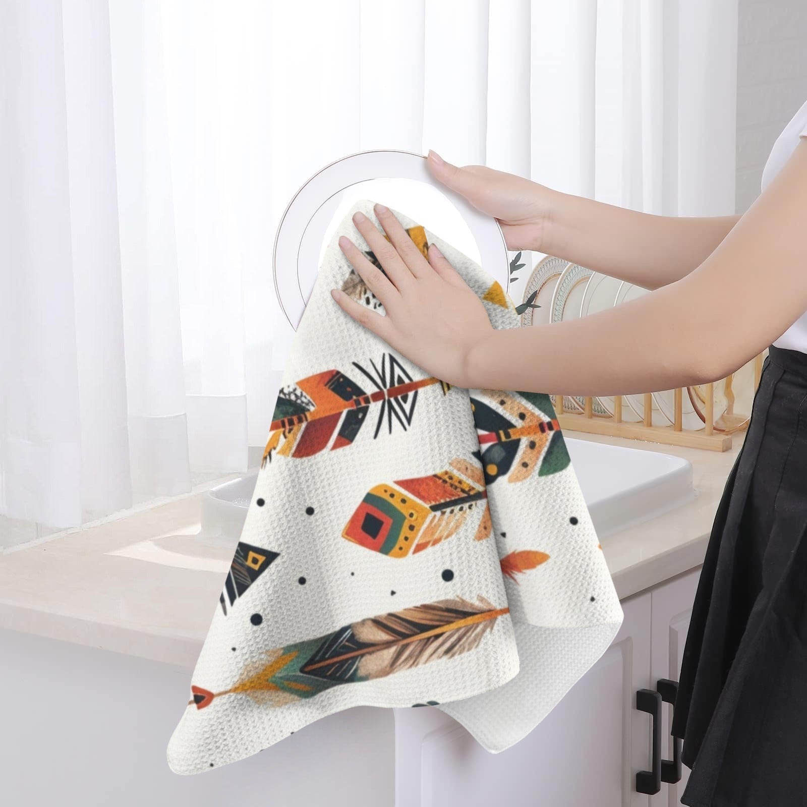 Baha Ranch Southwestern Feathers Set of 2 Dish Towels Made in America by Baha Ranch Western Wear - product image 3