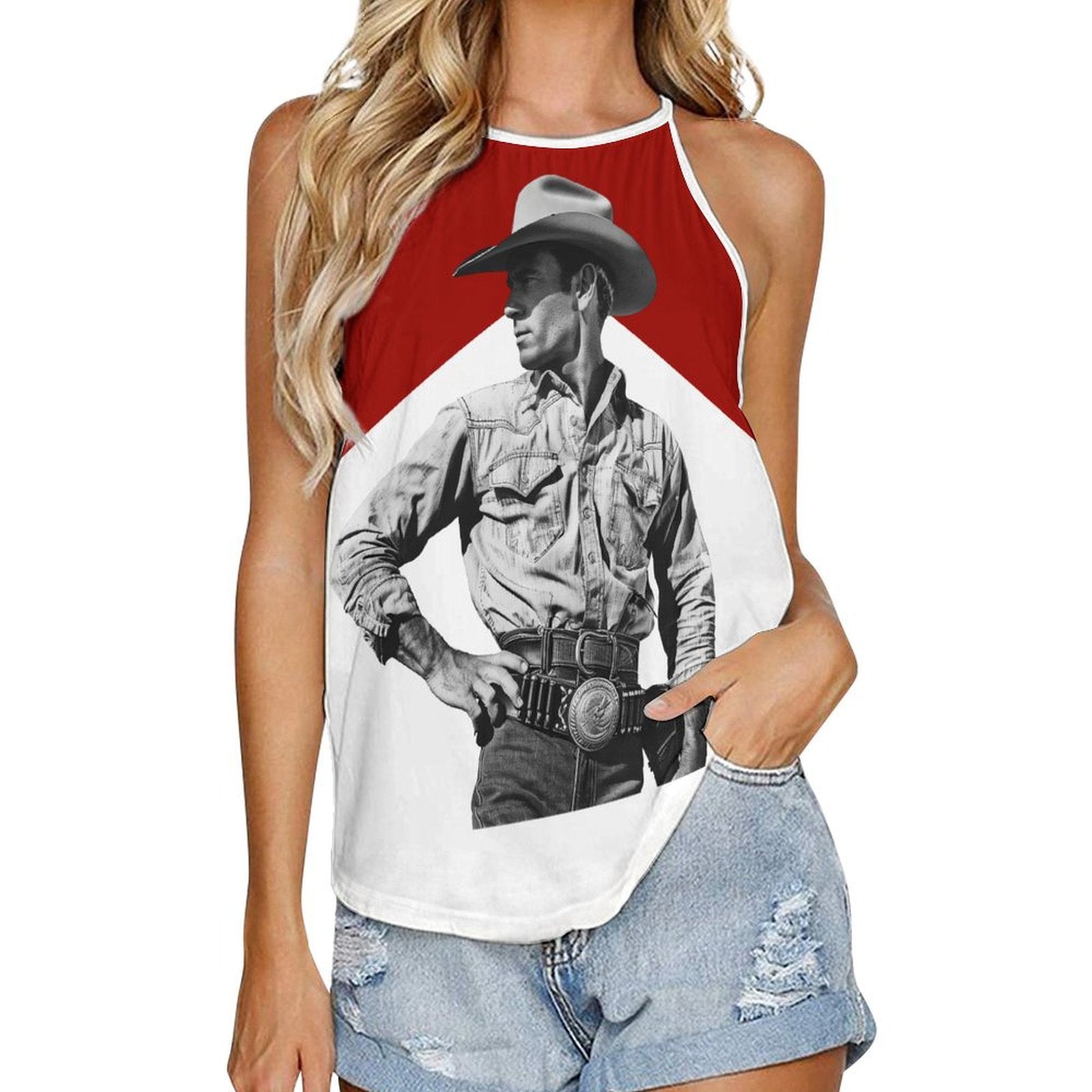 Baha Ranch Black White Cowboy Vintage Tank Top by Baha Ranch Western Wear - product image 4