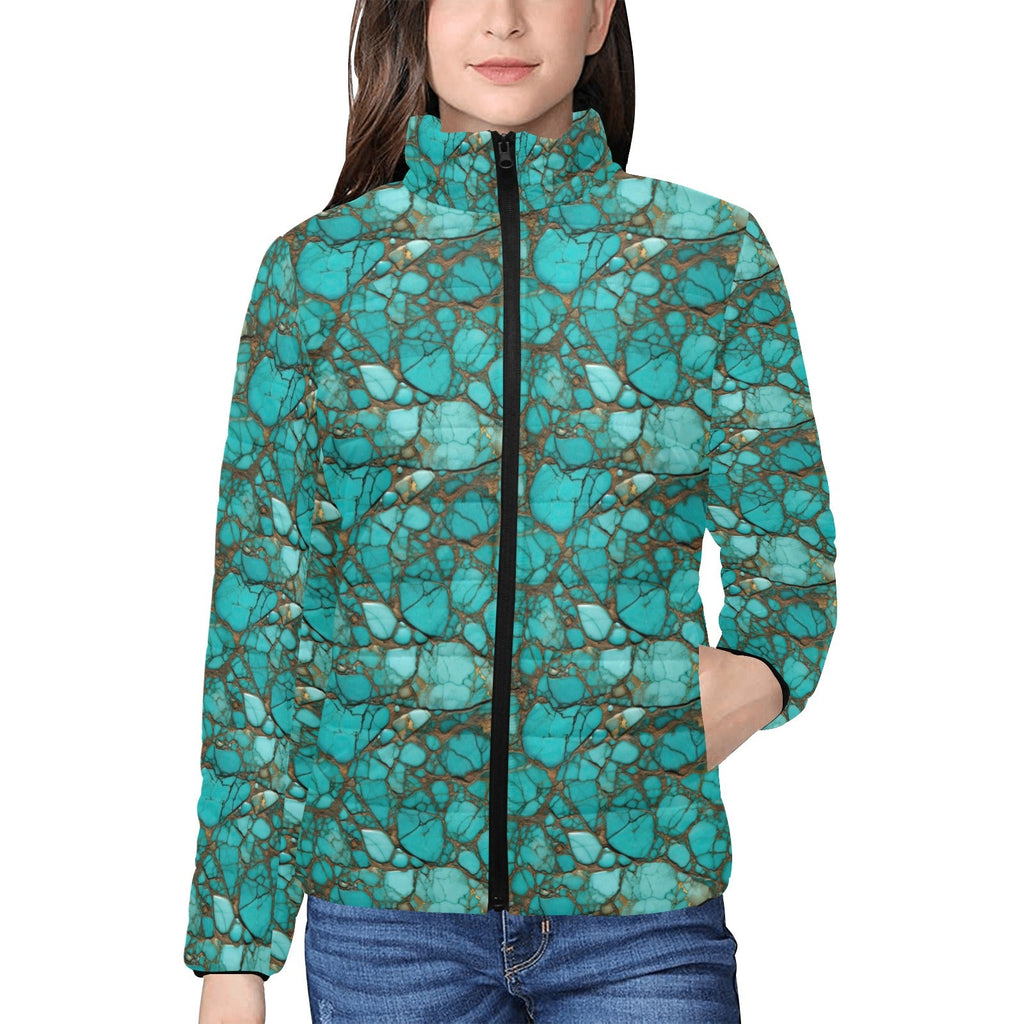 All Turquoise Women's Puffy Bomber Jacket by Baha Ranch Western Wear - product image 3
