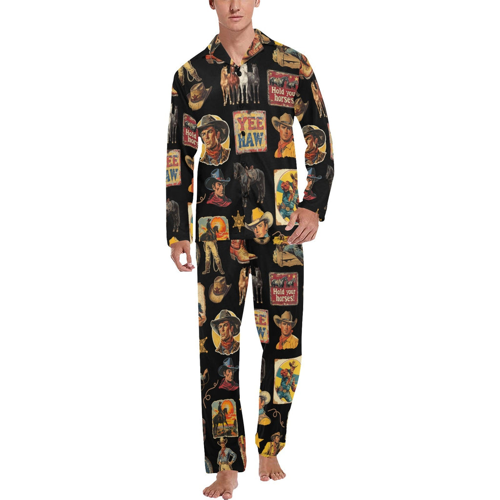 Baha Ranch Vintage Cowboy Collage Western Pajamas by Baha Ranch Western Wear