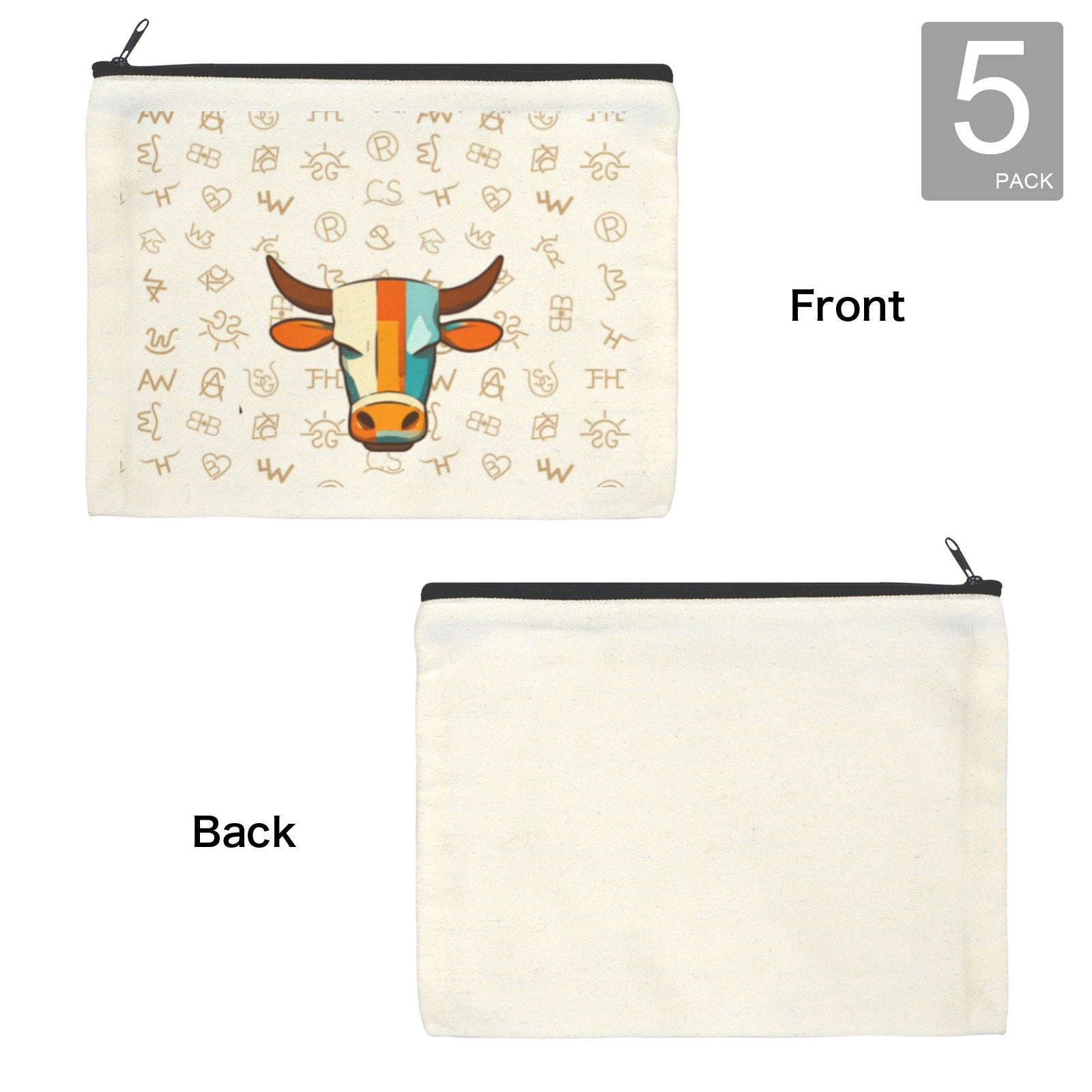 Baha Ranch Brands with Steer pack of 5 bags Cosmetic Bag Made in America by Baha Ranch Western Wear - product image 4
