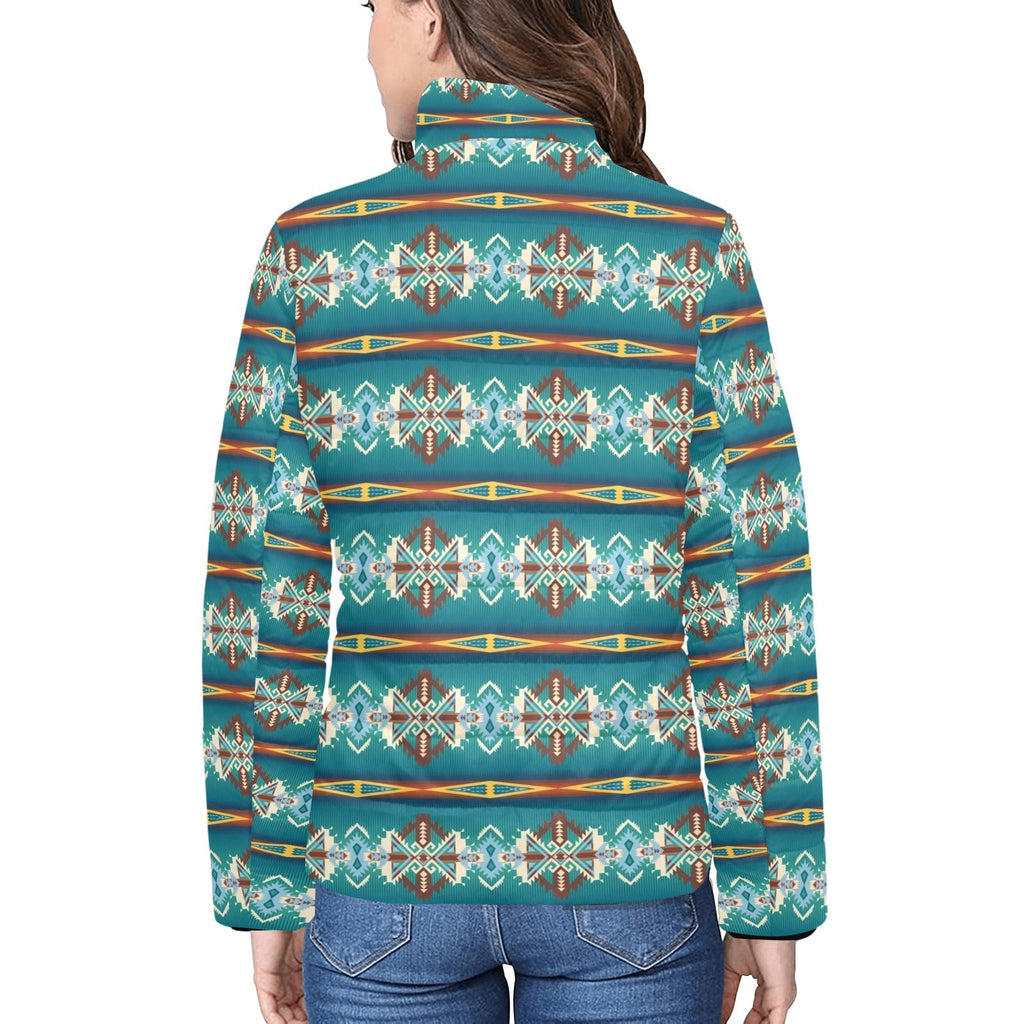 Teal Aztec Women's Puffy Bomber Jacket by Baha Ranch Western Wear - product image 2