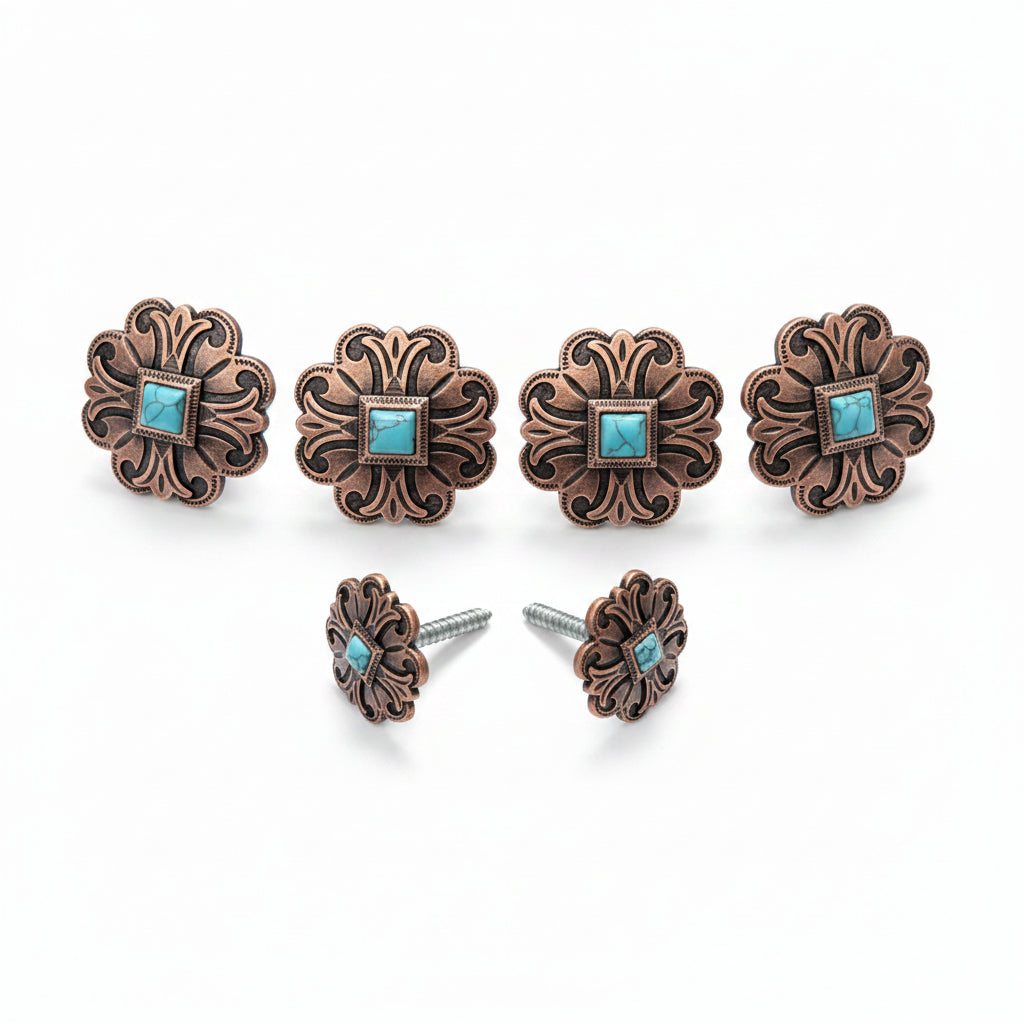 Copper Turquoise Concho Saddle Set SSW141 — view 2