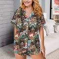 Baha Ranch Colores De Mexico Destination Mexico Collage Satin Pajamas by Baha Ranch Western Wear
