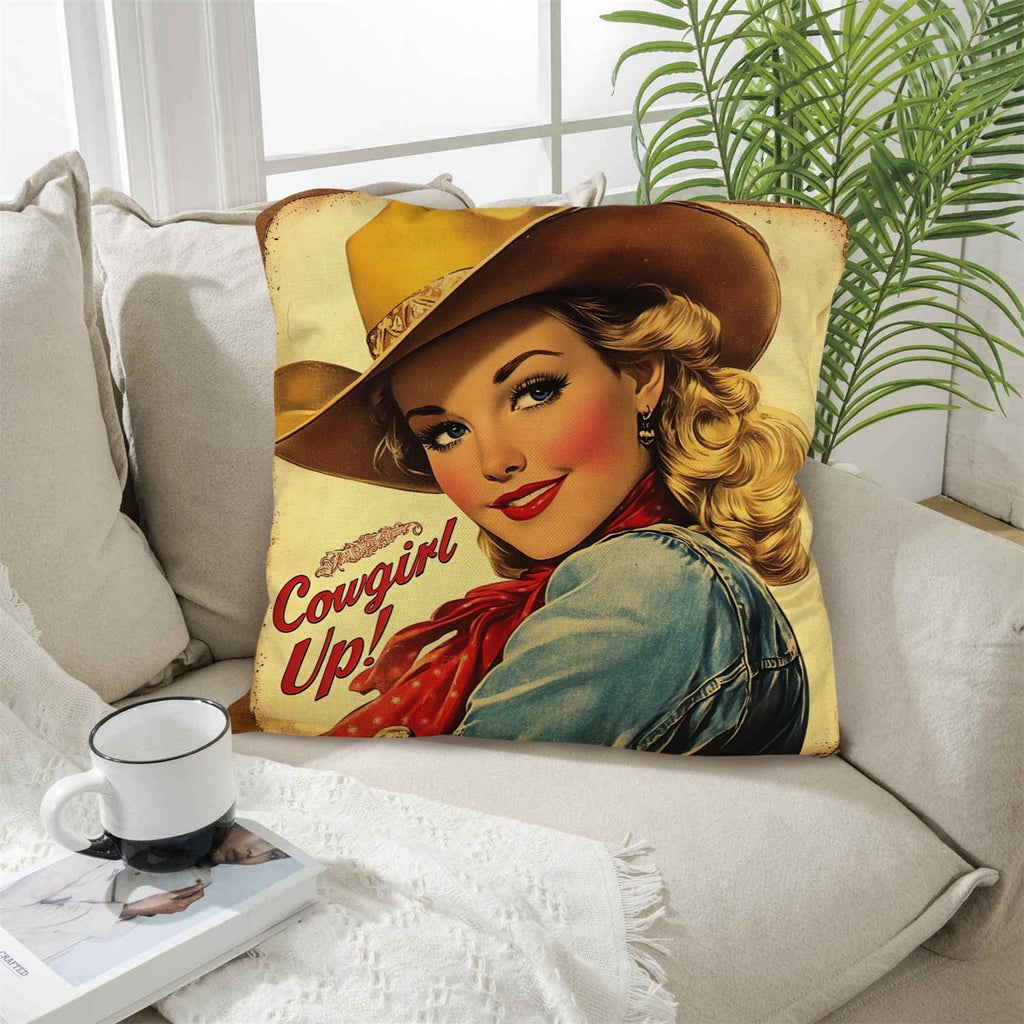 Baha Ranch Vintage Cowgirl Up Throw Pillow Case 18 x 18 Made in America by Baha Ranch Western Wear - product image 2