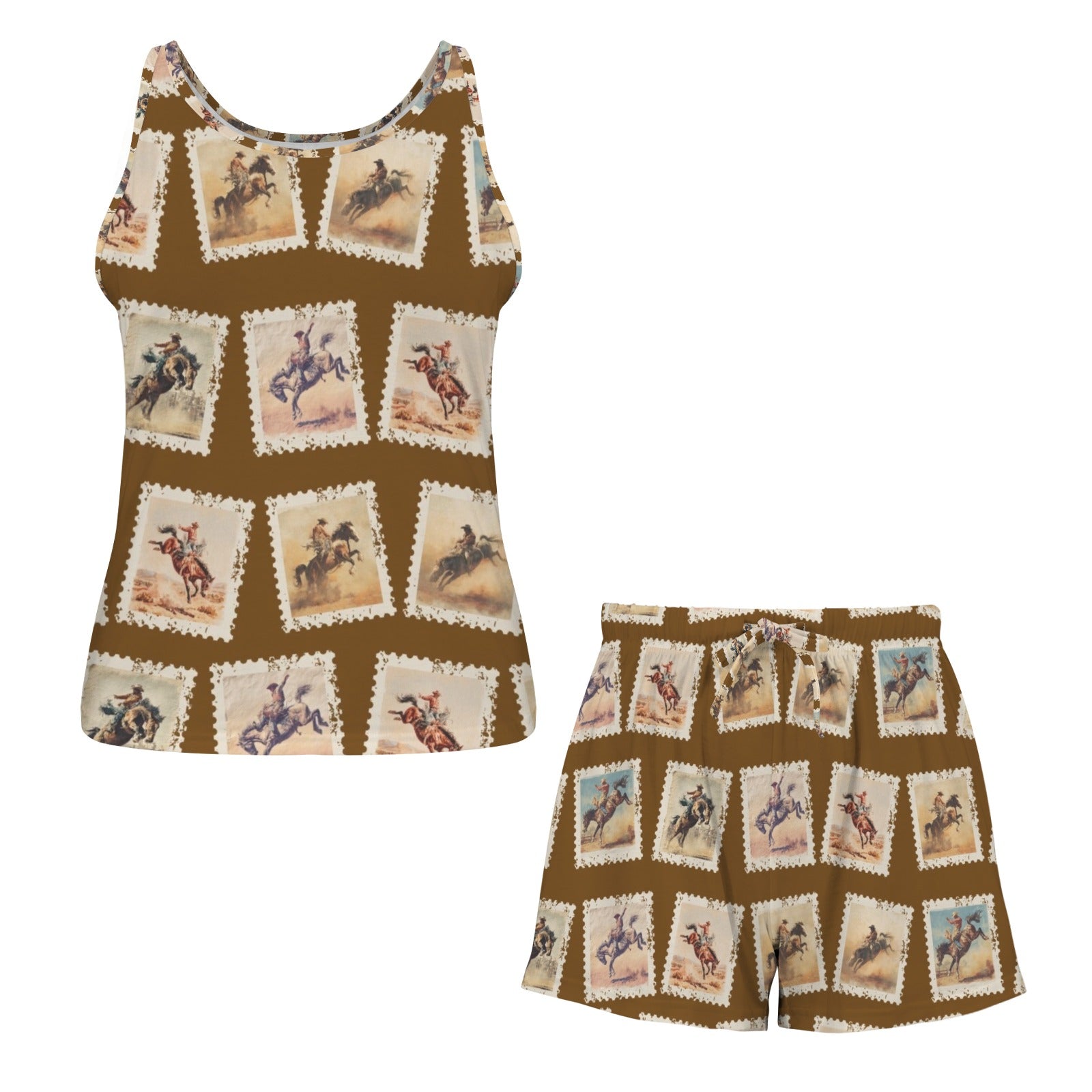 Baha Ranch Stamped Rodeo Cowboy Pajama Lounge Tank Shorts Set Made in America by Baha Ranch Western Wear - product image 5