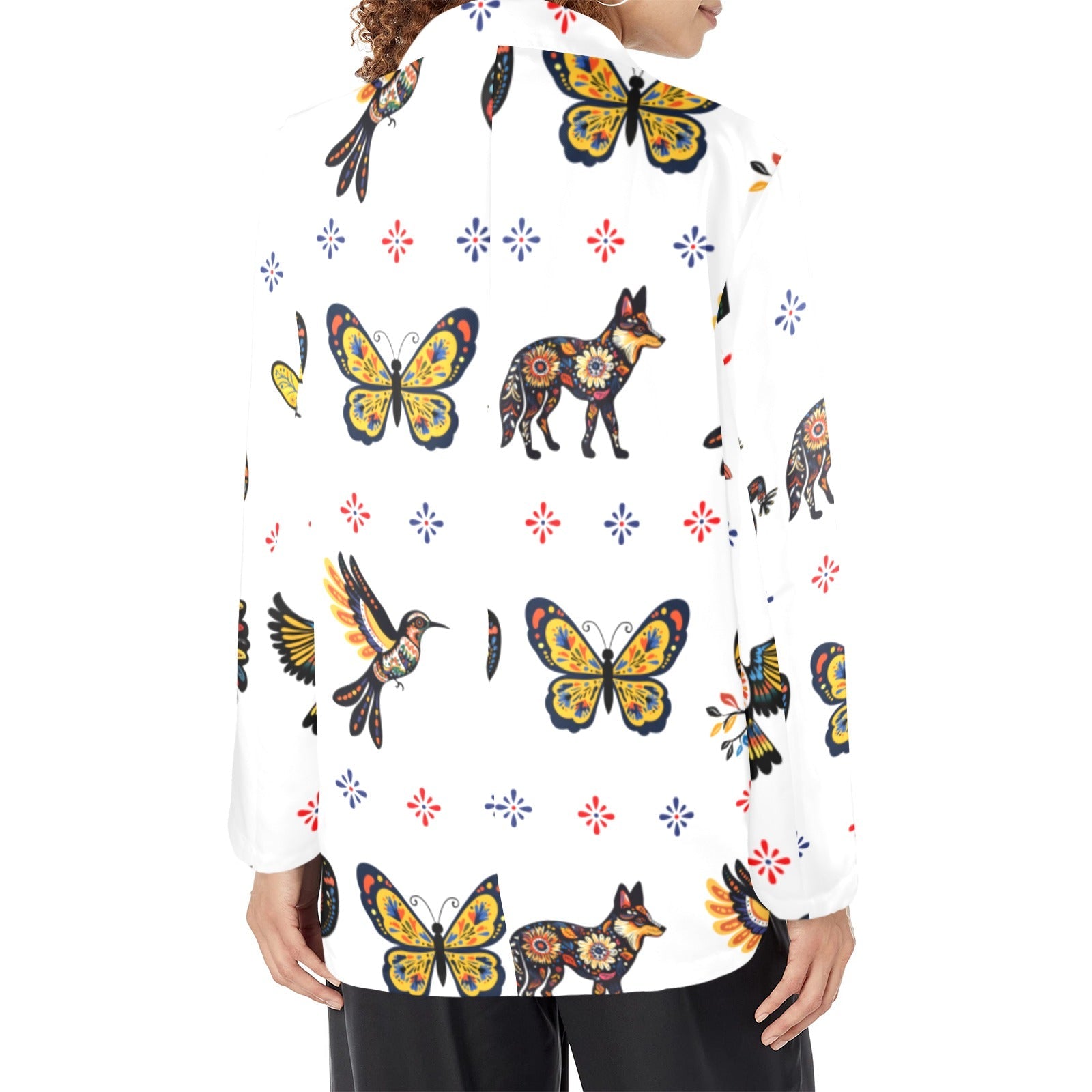 Baha Ranch Colores de Mexico Mexican Talavera Floral Animals Blazer in White by Baha Ranch Western Wear - product image 5
