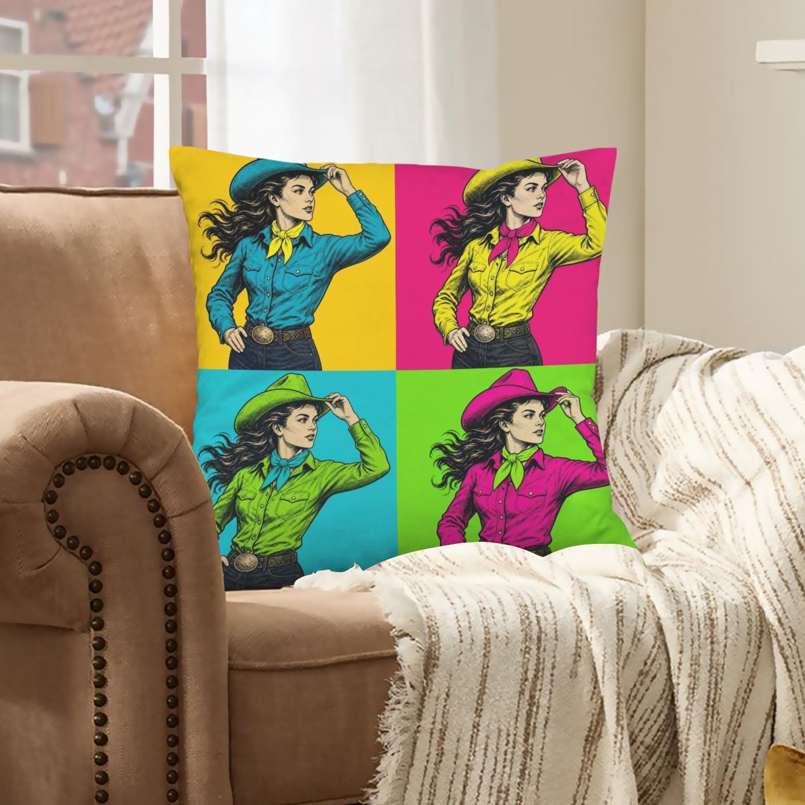 Baha Ranch The Last Roundup Barrel Racer Collage Velvety Soft Pillow Cover Made in America by Baha Ranch Western Wear