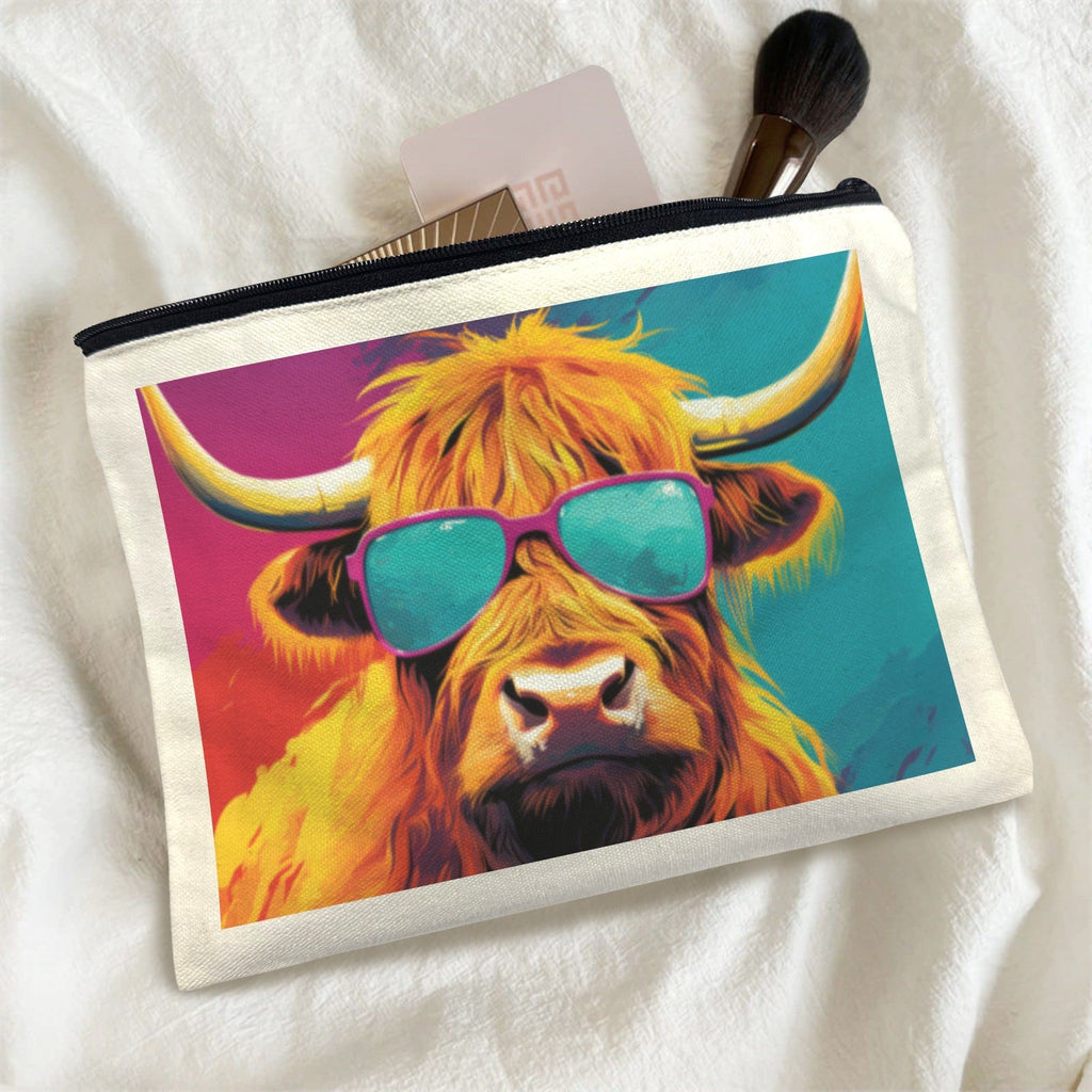 Baha Ranch Cool Highland Cow Cosmetic Bag Pack of 5 Made in America by Baha Ranch Western Wear