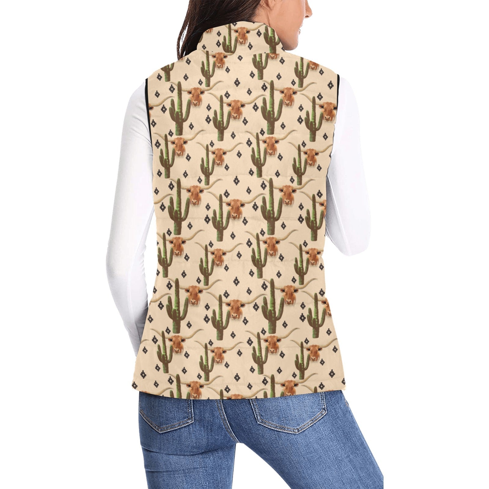 Baha Ranch Longhorn Cactus Women's Western Puffy Vest by Baha Ranch Western Wear - product image 2