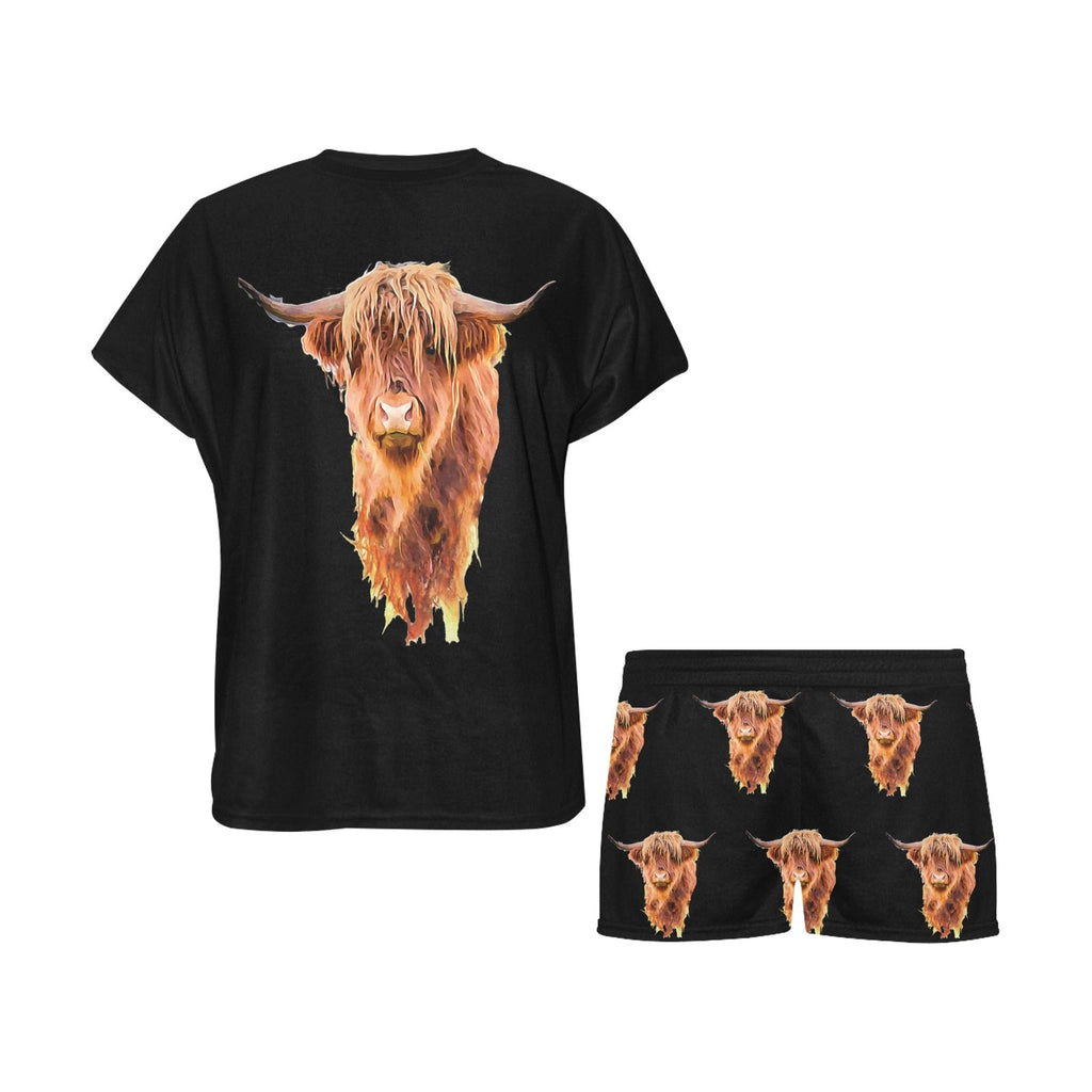 Baha Ranch Highland Cow Women's Western Top and Short Pajama Set by Baha Ranch Western Wear - product image 3