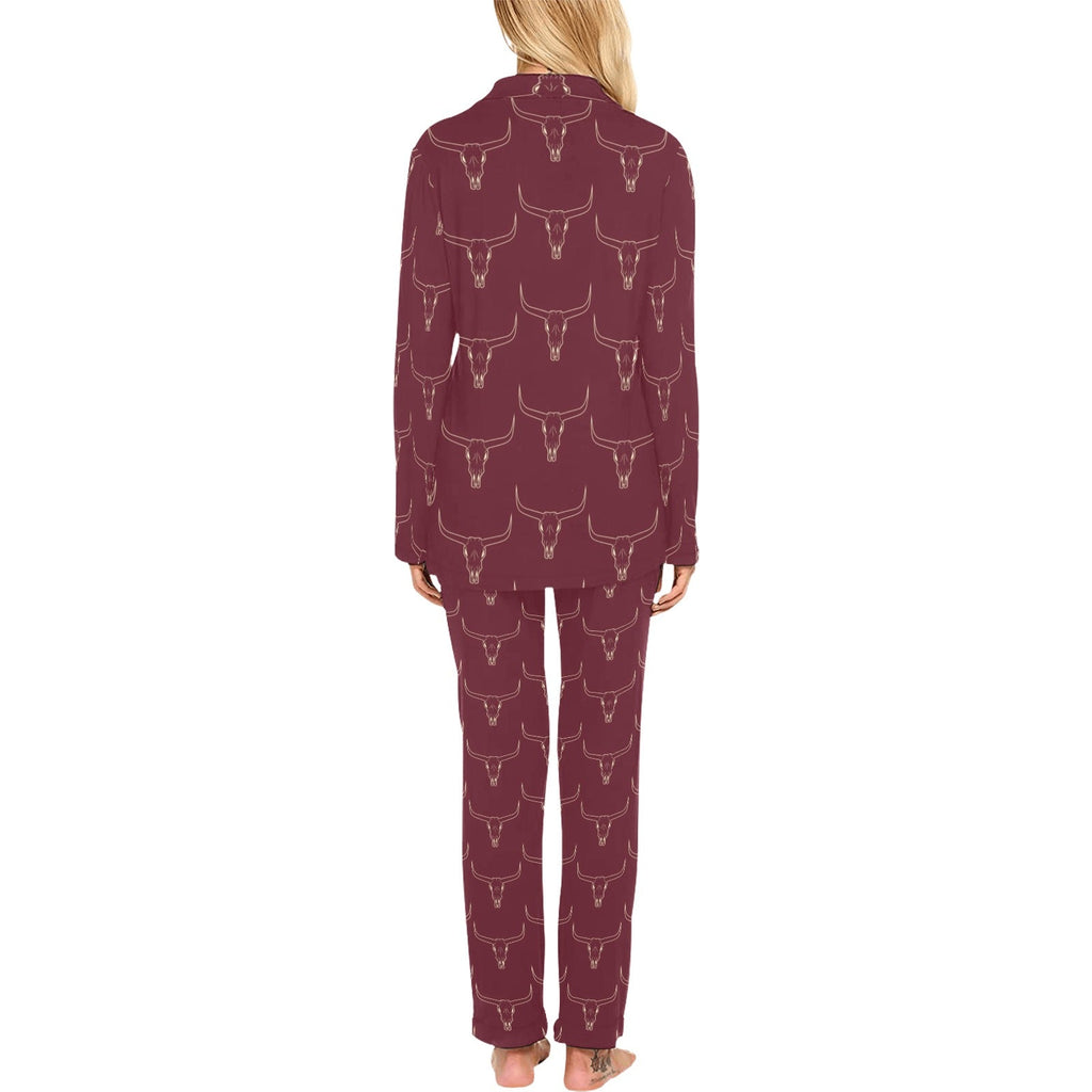 Baha Ranch Burgandy Longhorn Women's Western Pajama Set by Baha Ranch Western Wear - product image 2