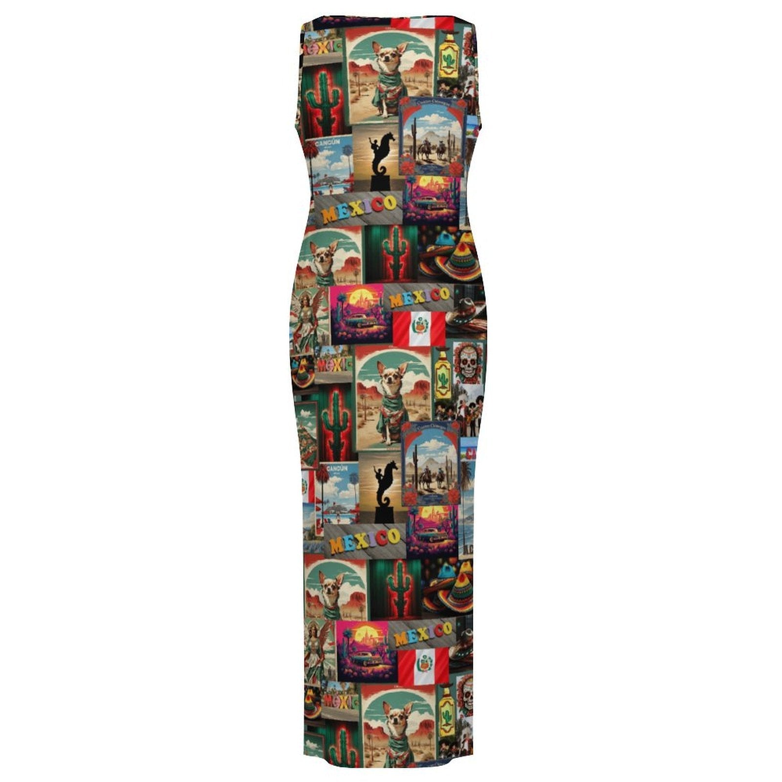 Baha Ranch Colores De Mexico Destination Mexico Sleeveless Bodycon Side Slit Long Dress by Baha Ranch Western Wear -...